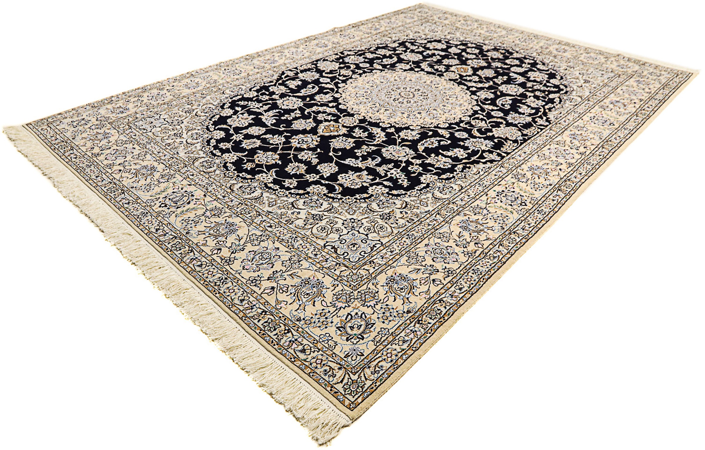 Image of morgenland Orientteppich »Perser - Nain - Royal - 359 x 252 cm - dunkelblau«, rechteckig, 10 mm Höhe, Wohnzimmer, Handgeknüpft, Einzelstück mit Zertifikat bei Ackermann Versand Schweiz
