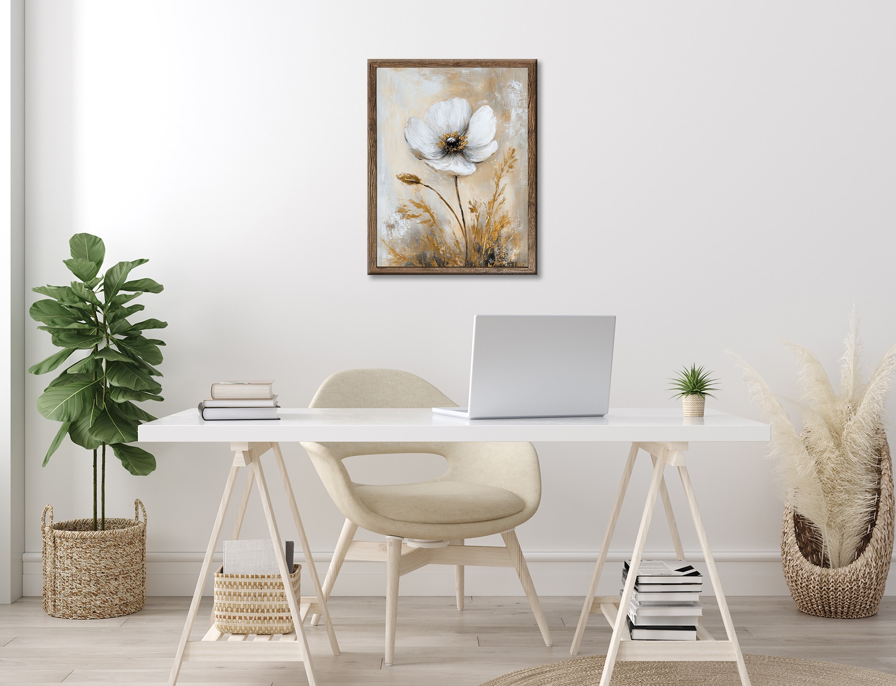 Bönninghoff Bild mit Rahmen »Wandbild gerahmt BLUME GOLD 40x50 cm – Elegante Wanddeko modern« Blumen | Blumenbilder | Gemälde | Kunst | Pflanzen 1 Stk. tlg. mit dekorativem Rahmen