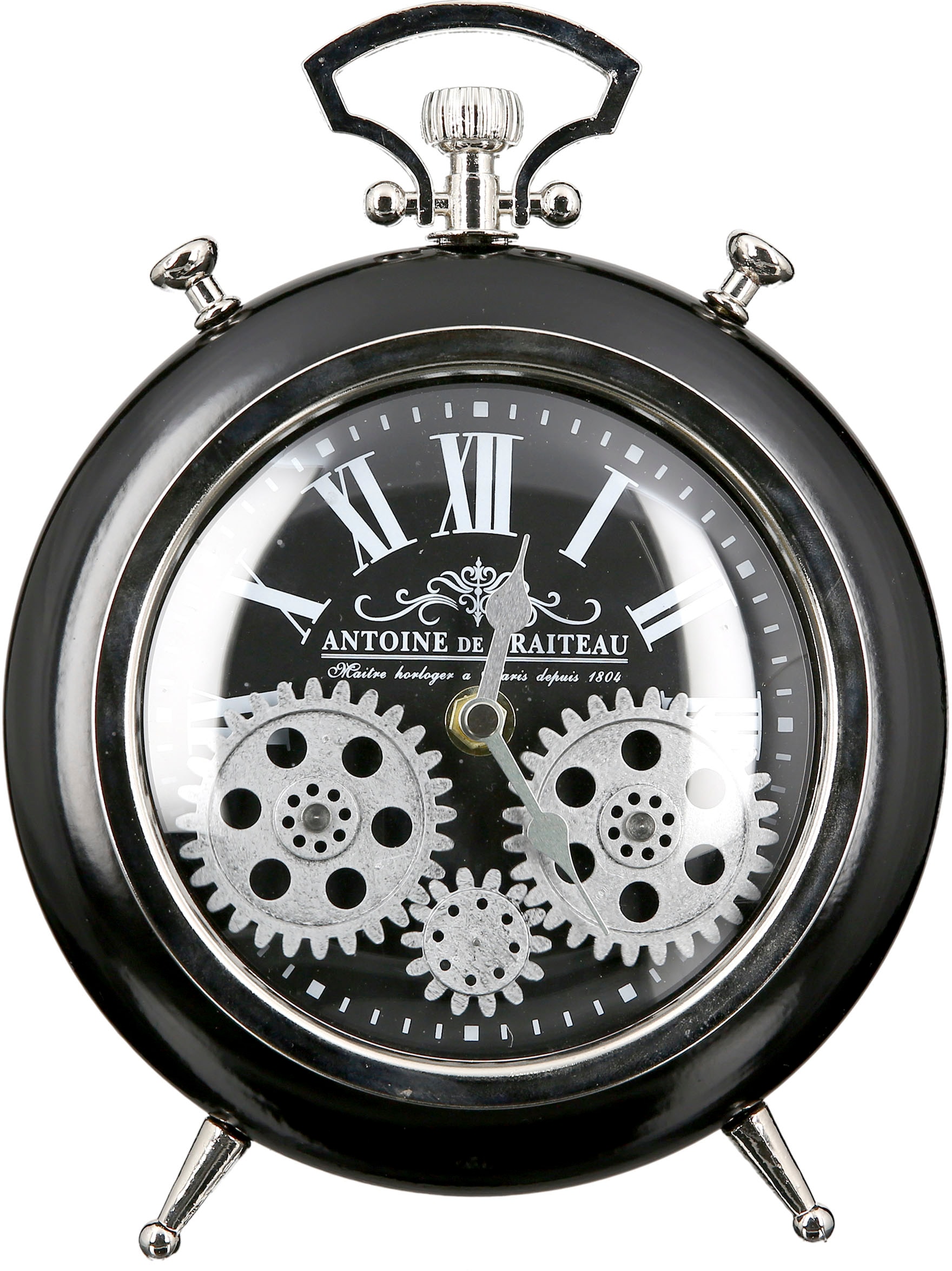 Image of Casablanca by Gilde Standuhr "Transmission, schwarz/silber" Wecker-Form, Höhe 25 cm, rund, römische Ziffern, Wohnzimmer