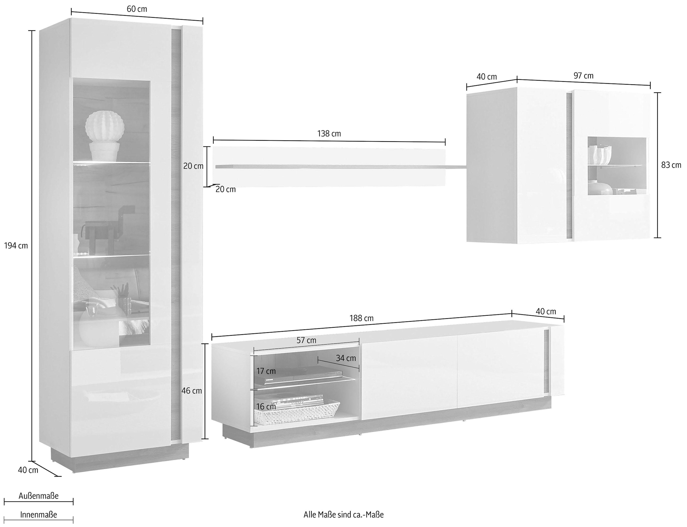 INOSIGN Wohnwand »CLAiR Kombi 23«, (Set, 4 St.)