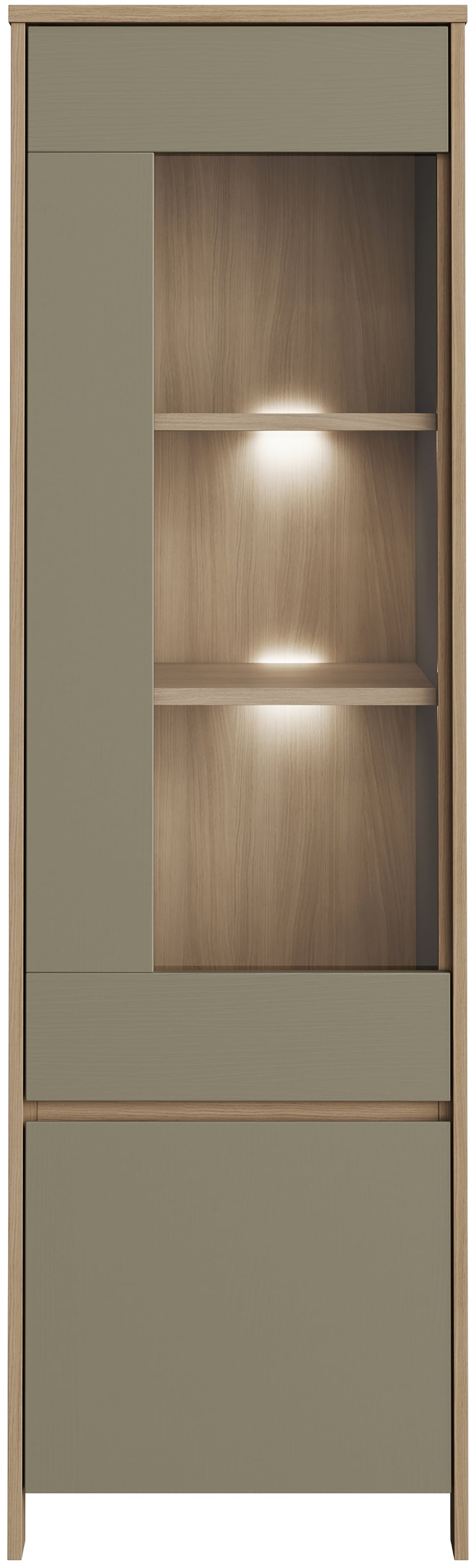 Home affaire Vitrine »Stranda, Hochschrank im Scandi-Style, moderne Glasvitrine« Rahmenoptik, ausreichend Stauraum, vielseitig einsetzbar, 58 cm breit
