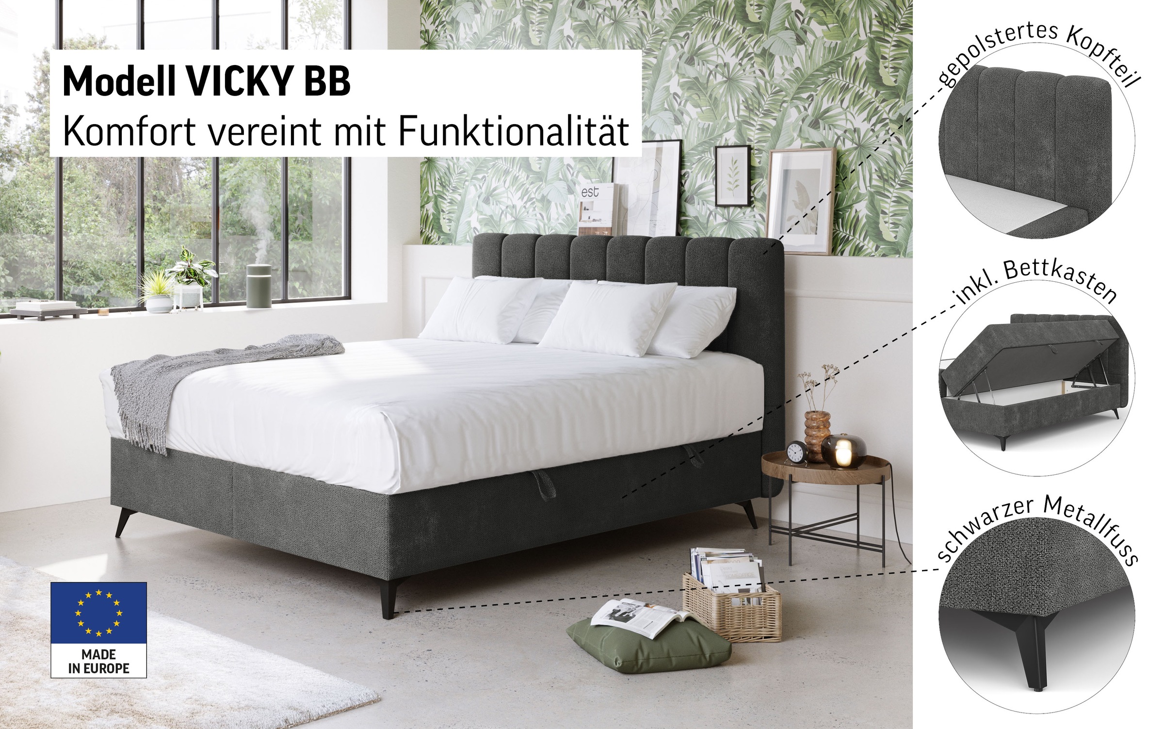 COTTA Lit de boxe »Vicky inkl. Bettkasten« erhältlich in den Breiten 160x200cm & 180x200cm
