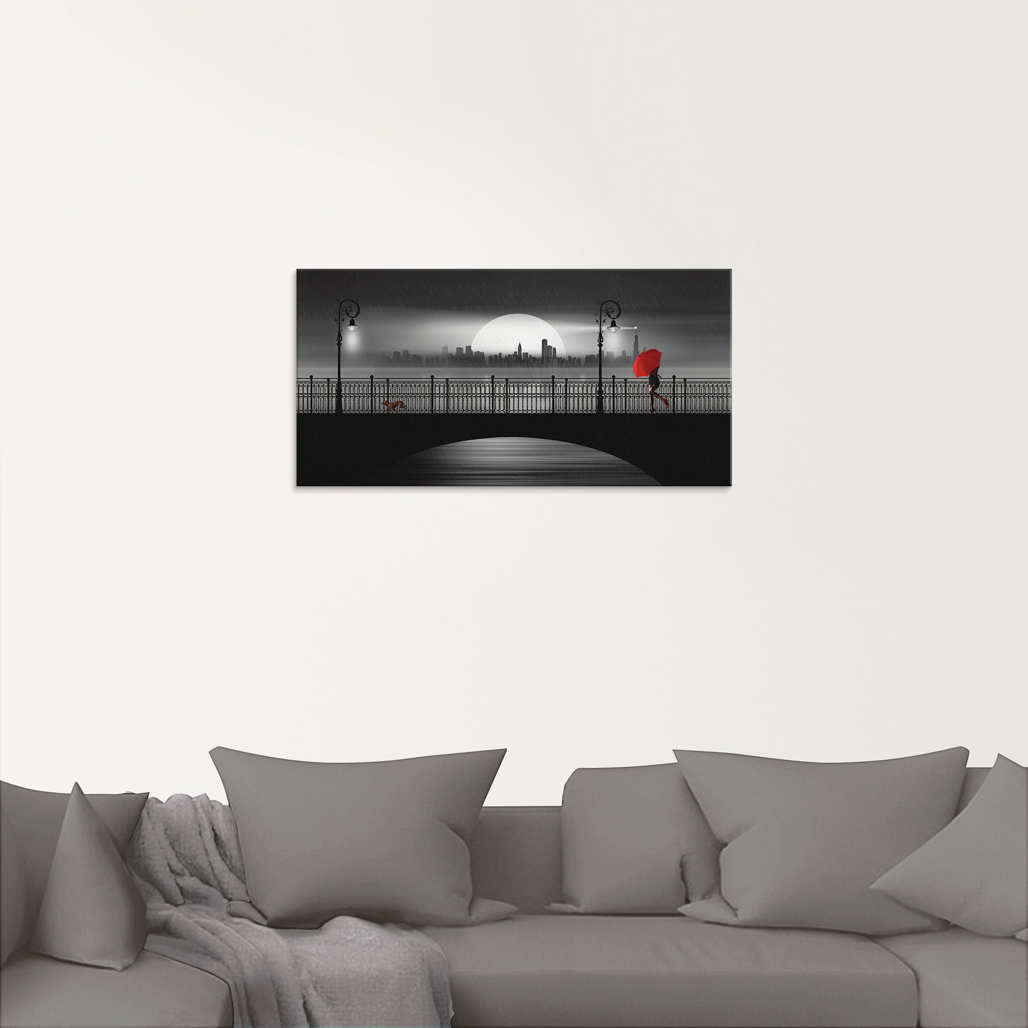 Artland Glasbild »Die Brücke im Regen«, Brücken, (1 St.), in verschiedenen Grössen