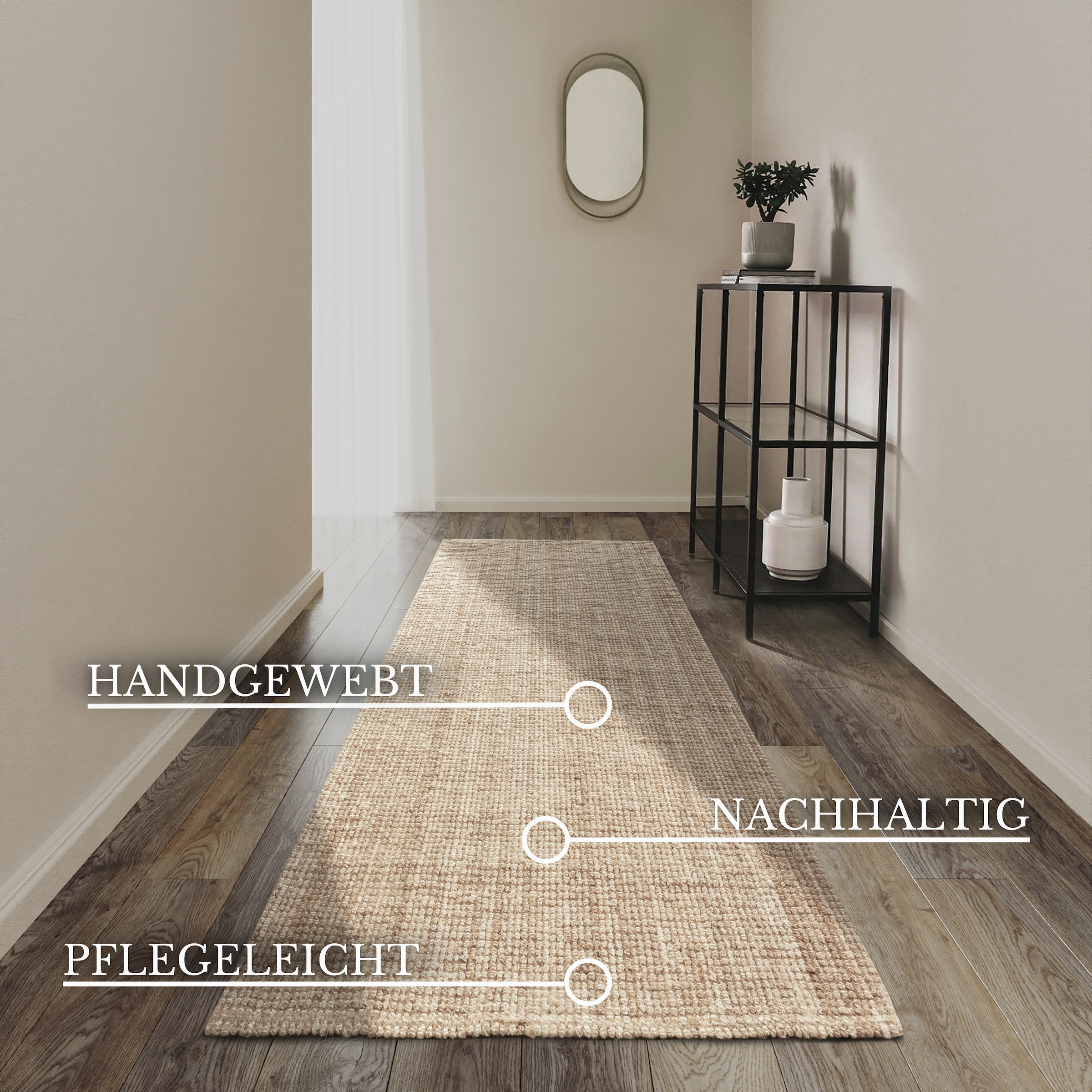 Villeroy & Boch Tapis »Rosalie Juteteppich« Rectangulaire 10 mm Höhe Läufer, 100% Jute, Natur, Wohnzimmer, Esszimmer, Schlafzimmer, GRS