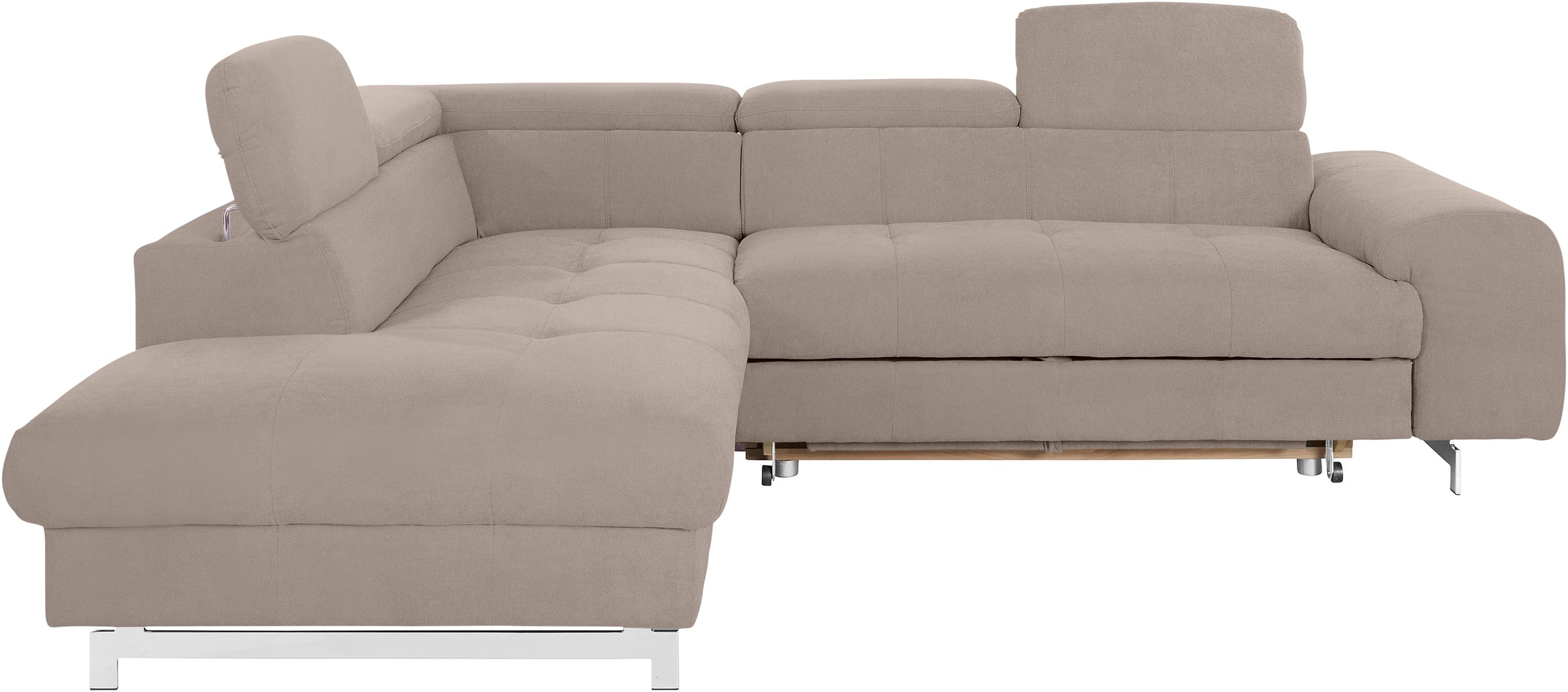 COTTA Ecksofa »Chef L-Form« mit Kopfteilverstellung, edle Metallkufen, wahlweise mit Bettfunktion
