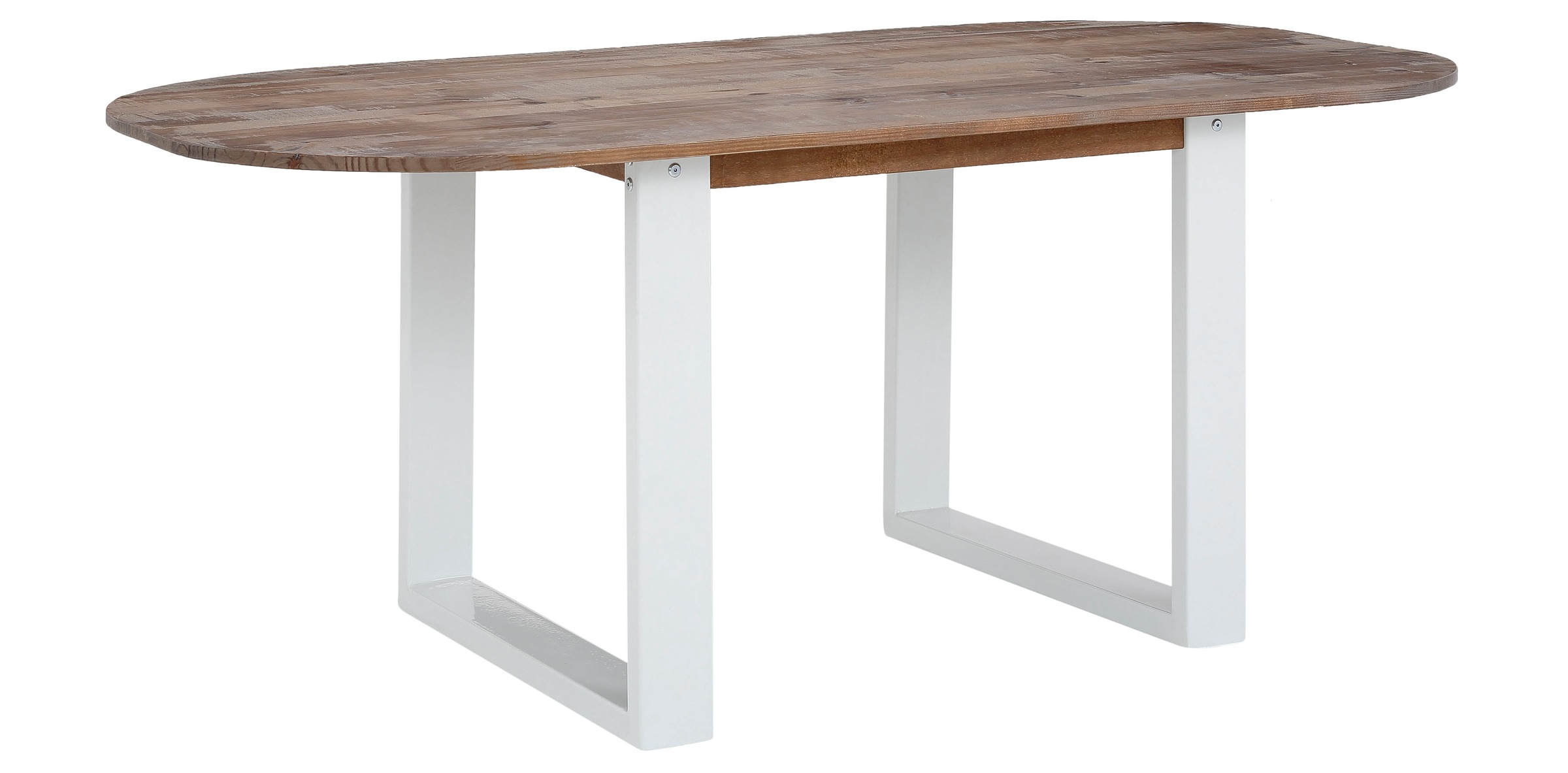 Image of GOODproduct Esstisch "Lagos" aus schönem massivem Kiefernholz, mit weiss lackierten Metallbeinen