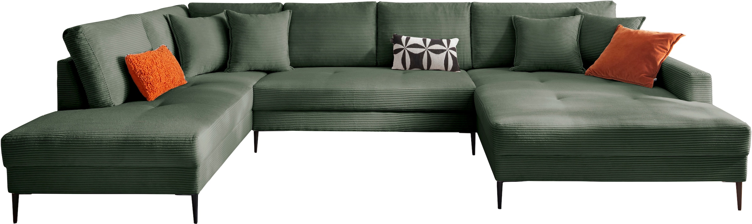 Trends by HG Wohnlandschaft »Summer U-Form«, in Cord-Stoff mit Metallfuss