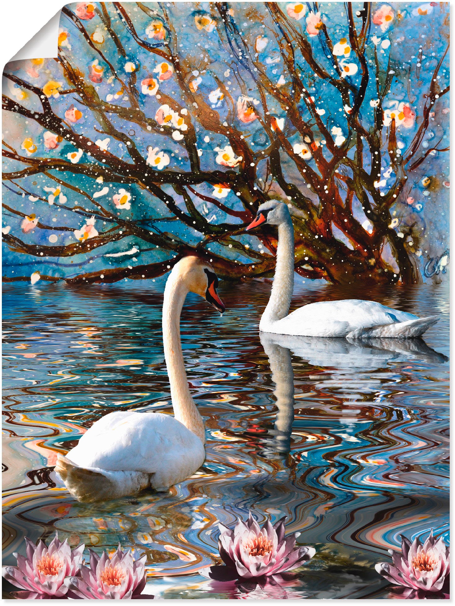 Image of Artland Wandbild »Sommer im Schwanensee«, Vögel, (1 St.), in vielen Grössen & Produktarten - Alubild / Outdoorbild für den Aussenbereich, Leinwandbild, Poster, Wandaufkleber / Wandtattoo auch für Badezimmer geeignet bei Ackermann Versand Schweiz