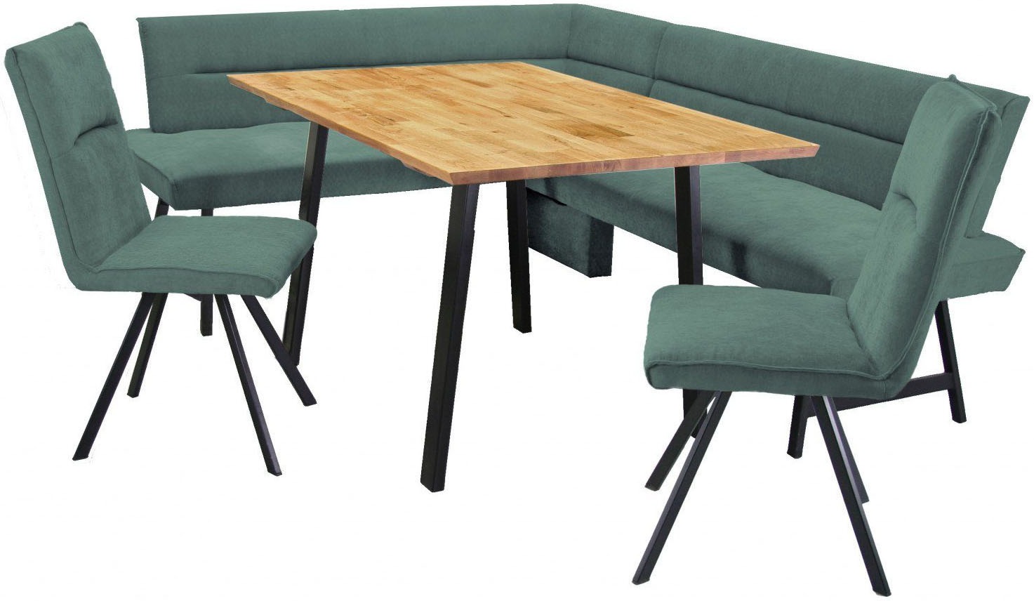 Image of GOODproduct Eckbankgruppe "Sava" Set, 4 Stk. tlg. Eckbank mit Wellenfederung im Sitz, Tisch Massiv Eiche