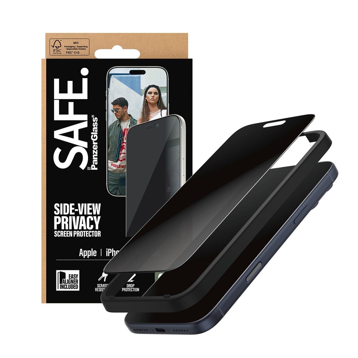 SAFE by PanzerGlass Verre de protection d'écran »Side-View Privacy Screen Protector« für Apple iPhone 17 Pro Max Displayschutzfolie, Schutzfolie, Bildschirmschutz, kratz- & stossfest