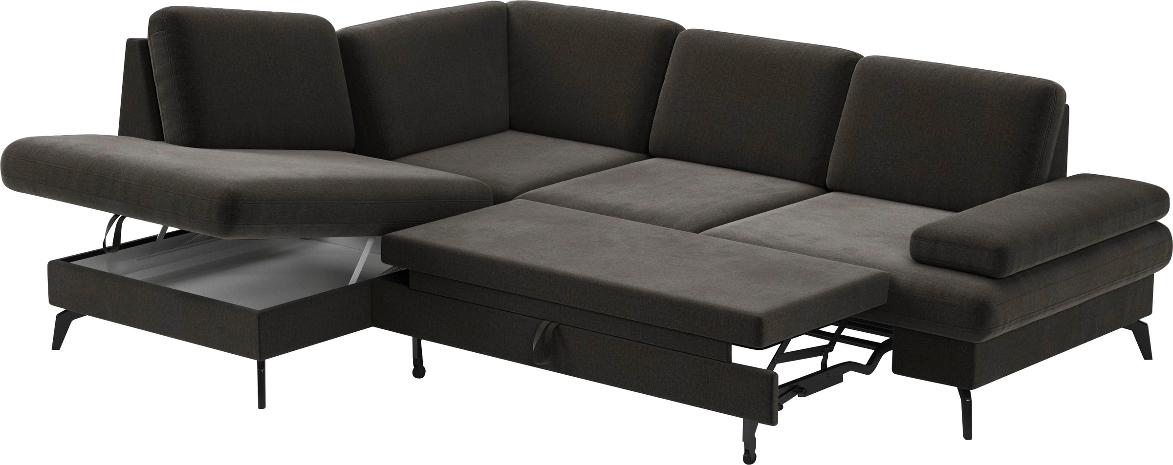 sit&more Ecksofa »Morris L-Form, inkl. Sitztiefenverstellung«, wahlweise mit Armteilverstellung, Bettfunktion & Bettkasten