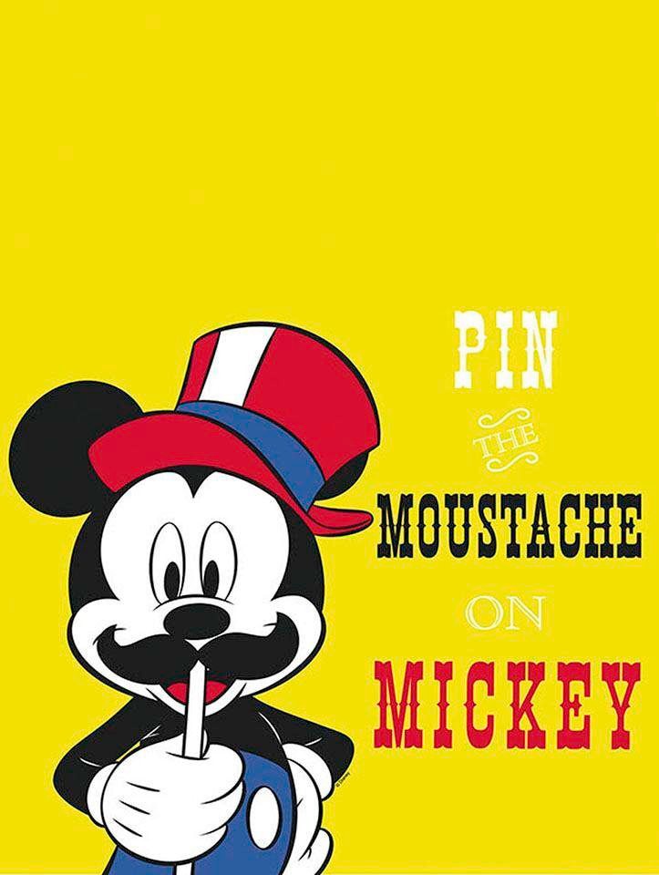 Image of Komar Bild "Mickey Mouse Moustache" Disney 1 Stk. tlg. Wandbild zur Dekoration im Kinderzimmer - ohne Rahmen