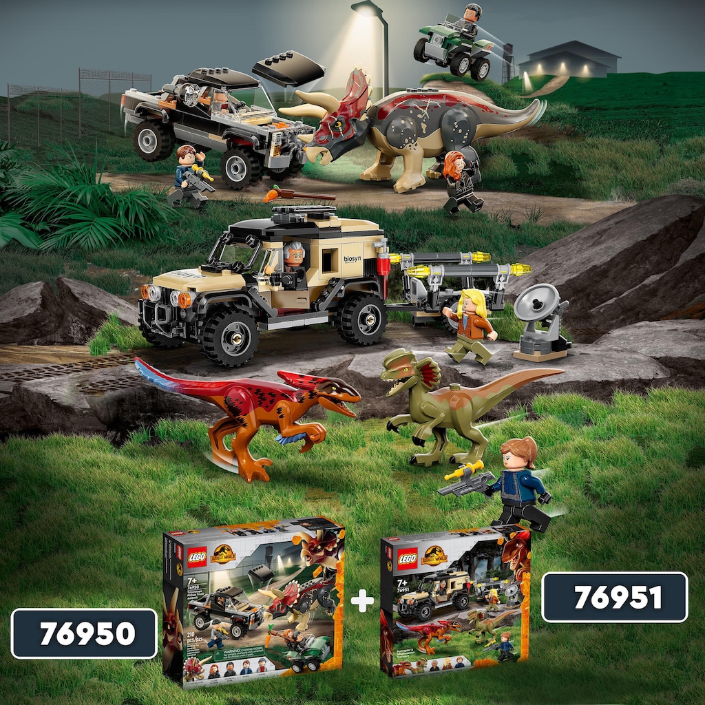 LEGO® Konstruktionsspielsteine »Pyroraptor & Dilophosaurus Transport (76951), LEGO® Jurassic World«, (254 St.)