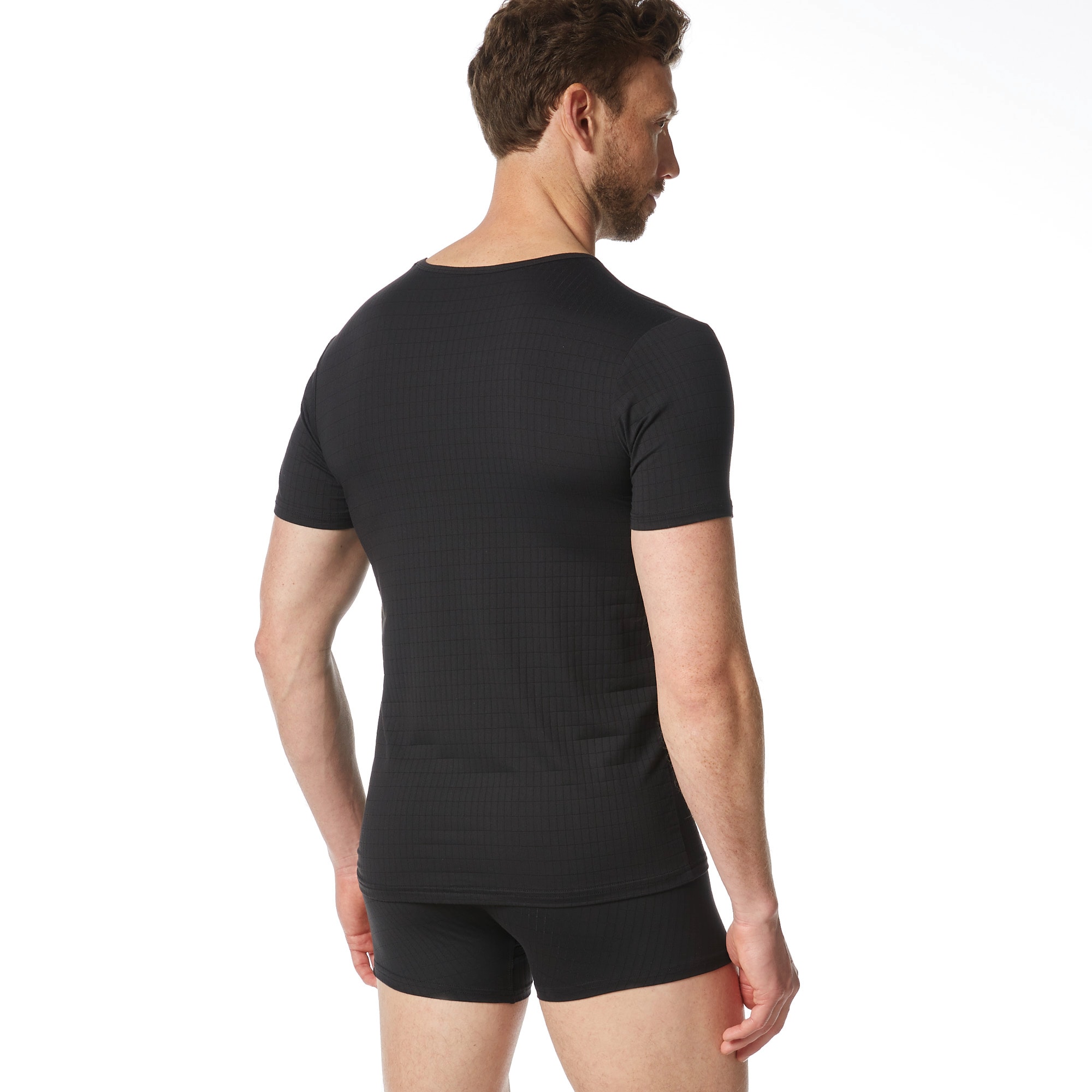 Bruno Banani T-shirt en V »CHECK LINE 2.0« aspect piqué, manches courtes, col en V, mélange coton