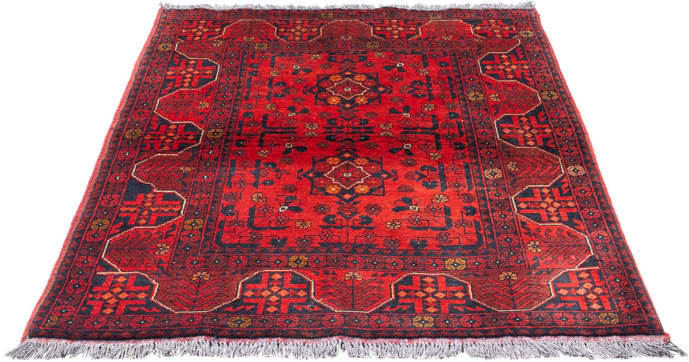 Image of morgenland Orientteppich »Afghan - Kunduz - 151 x 102 cm - dunkelrot«, rechteckig, 7 mm Höhe, Wohnzimmer, Handgeknüpft, Einzelstück mit Zertifikat bei Ackermann Versand Schweiz