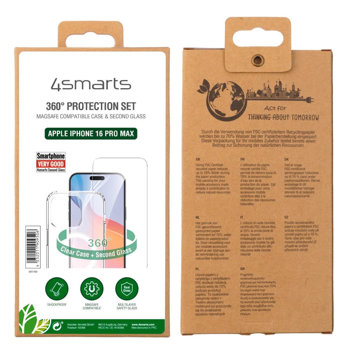 4smarts Handyhülle »360° Premium Protection Set für Apple iPhone 16 Pro Max«, Backcover, Schutzhülle, Handyschutzhülle, Case, Schutzcase, stossfest