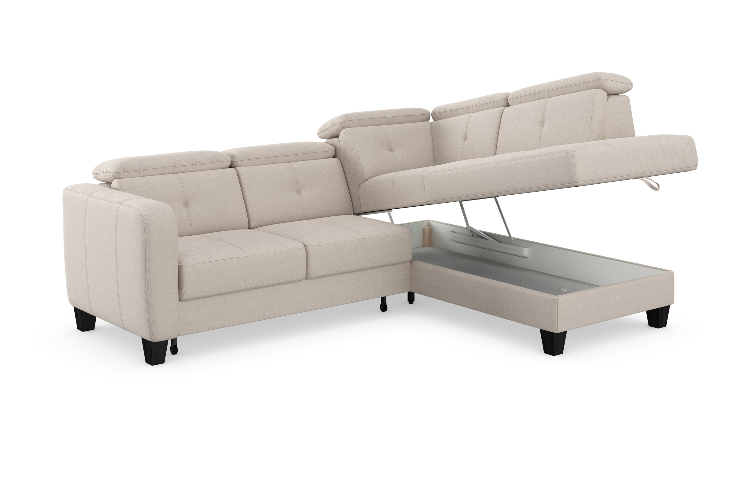 sit&more Ecksofa »Belluci L-Form«, inklusive Federkern, wahlweise mit Bettfunktion und Bettkasten