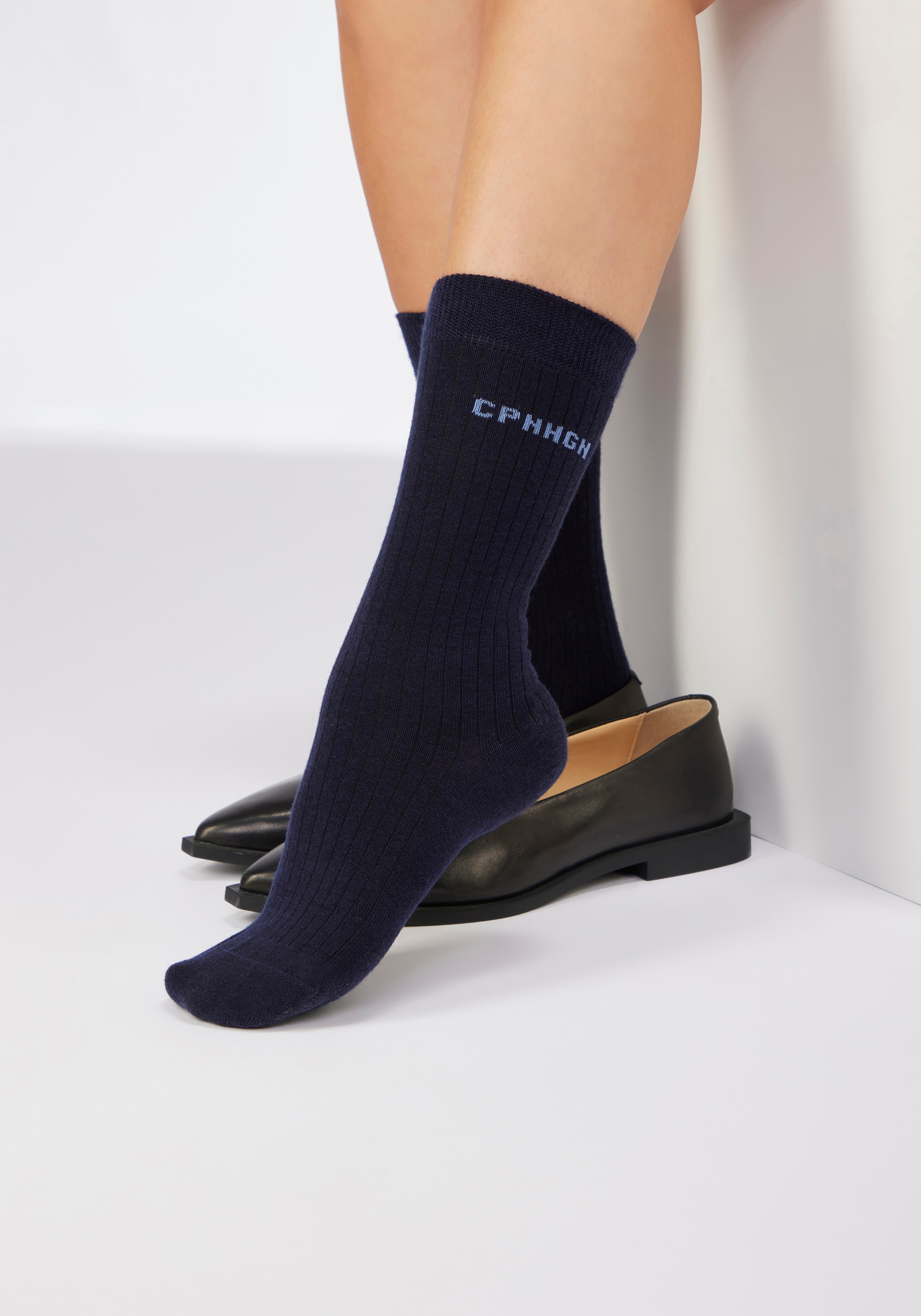 Copenhagen Studios Chaussettes basiques Paquet, 2 Couple tlg. Côtelé, avec laine chaude
