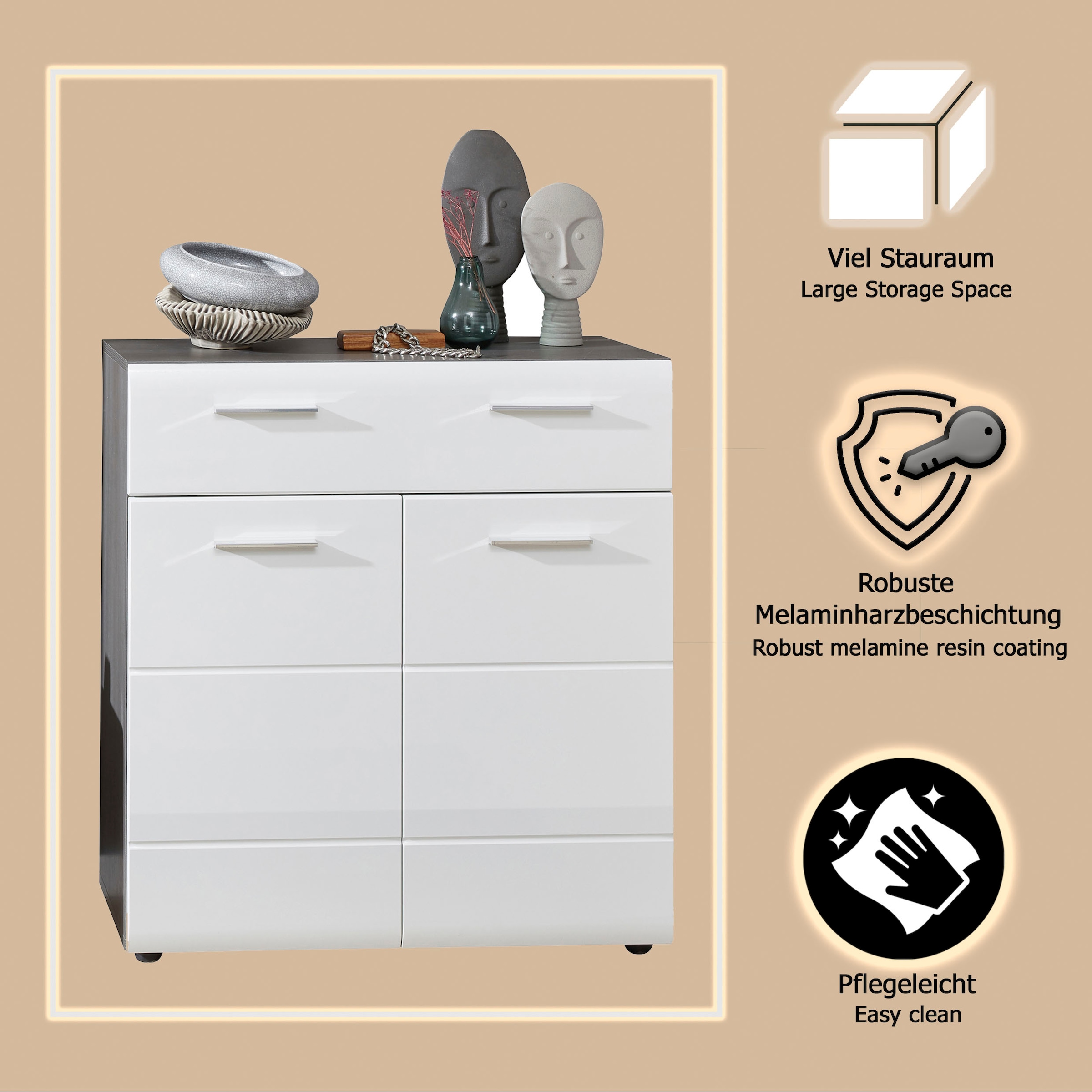 INOSIGN Commode à chaussures »Sovana« Schuhschrank mit Schublade - Kommode mit Platz für 12 Schuhpaare