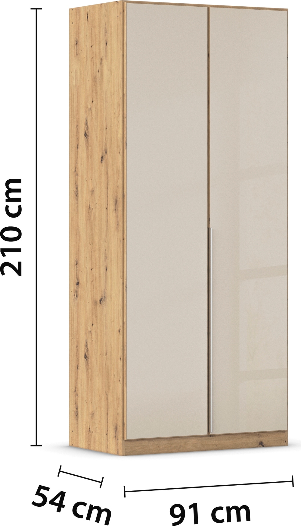 GOODproduct Armoire à portes battantes »Kleiderschrank Kleiderschränke Schrank Garderobe AGORDO mit Glasfront« en deux couleurs de poignées, largeurs 91-405 cm,  aménagement intérieur réfléchi, en 8 largeurs et 2 hauteurs MADE IN GERMANY