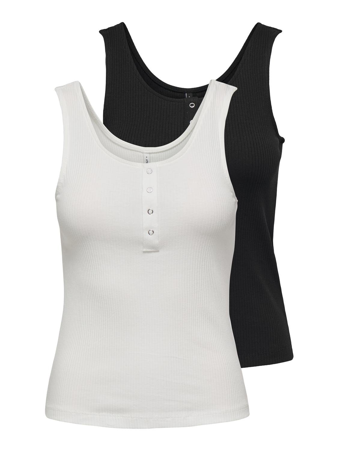 Image of ONLY Ripptanktop "ONLSIMPLE LIFE S/L BUTTON TOP JRS CS 2PK" Packung, 2 Stk.