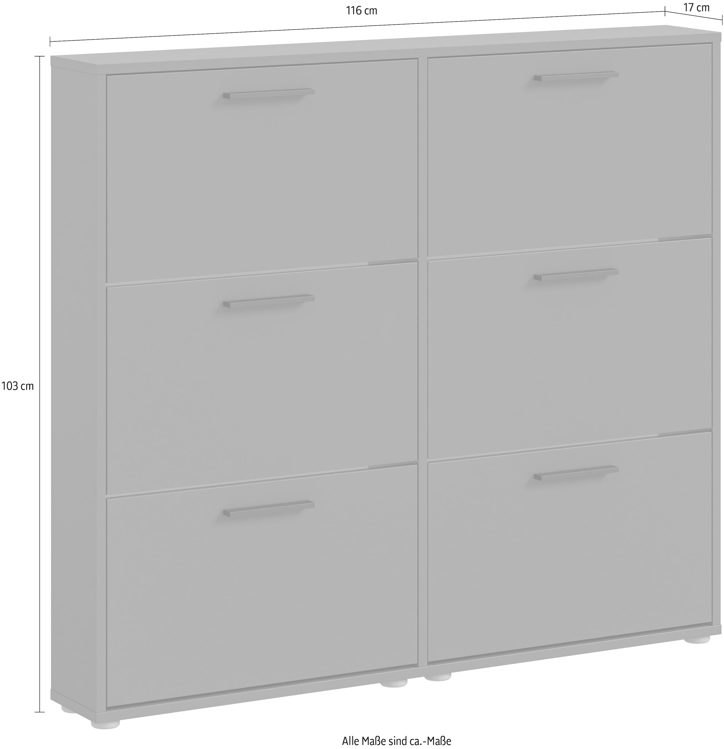 HBZ Schuhkommode »Sam Schuhkipper, Schuhschrank BxHxT 116x103x17 cm«, (1 St.), mit 6 Klappen