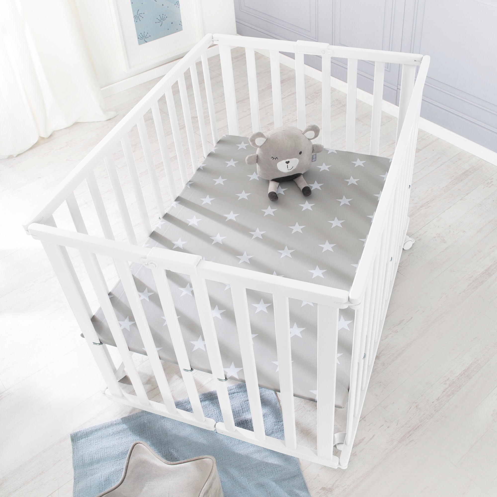 roba® Laufgitter »Little Stars, weiss, 74x100 cm«, mit Folienboden