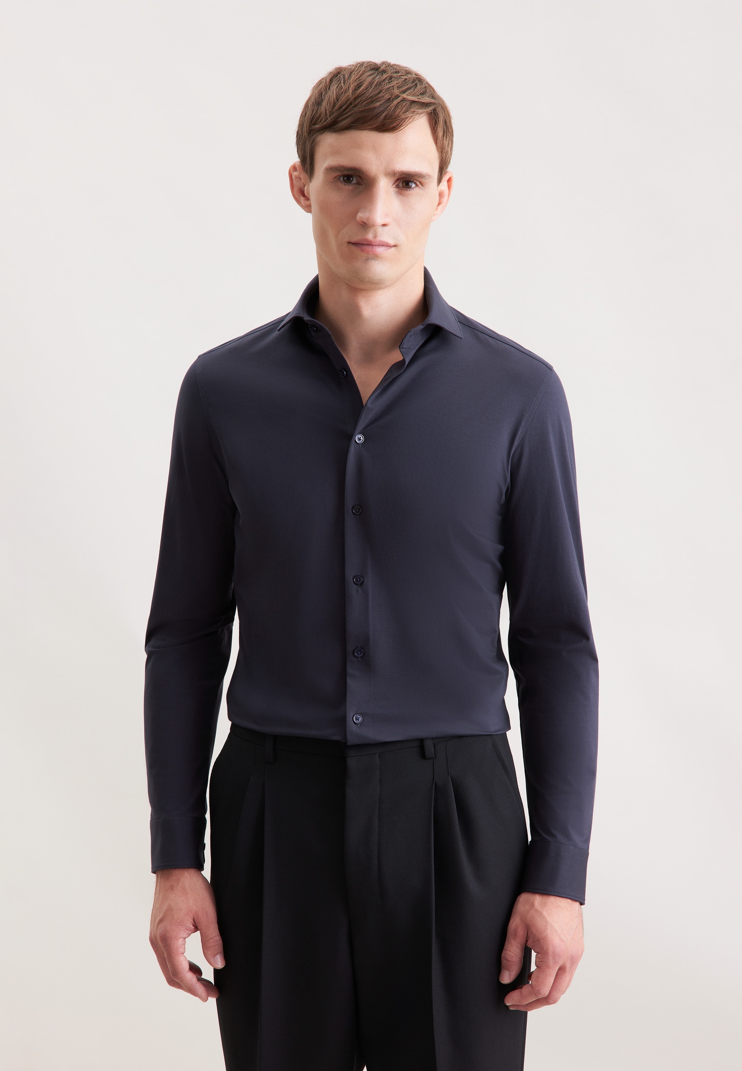 seidensticker Chemise d'affaires »Schwarze Rose« Slim 1/1 Kentkragen Uni