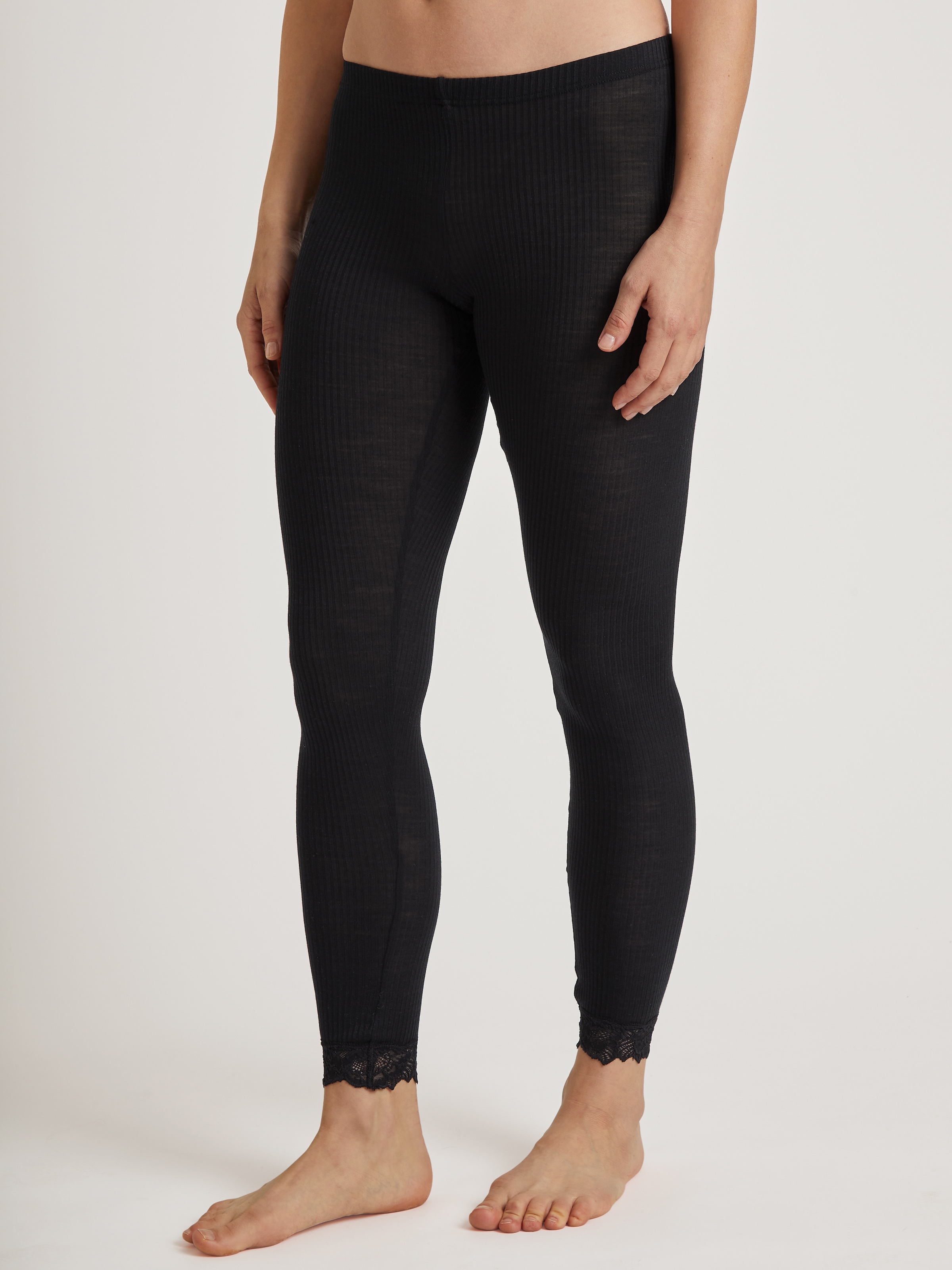 Image of CALIDA Leggings "Silky Wool Joy" mit Spitzensaum, elastisch, wärmend, Feinripp-Qualität