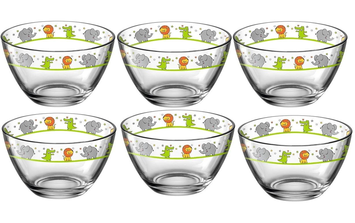 Image of LEONARDO Schale "Bambini Löwe/Kroko/Elefan 6-teilig" aus Glas
