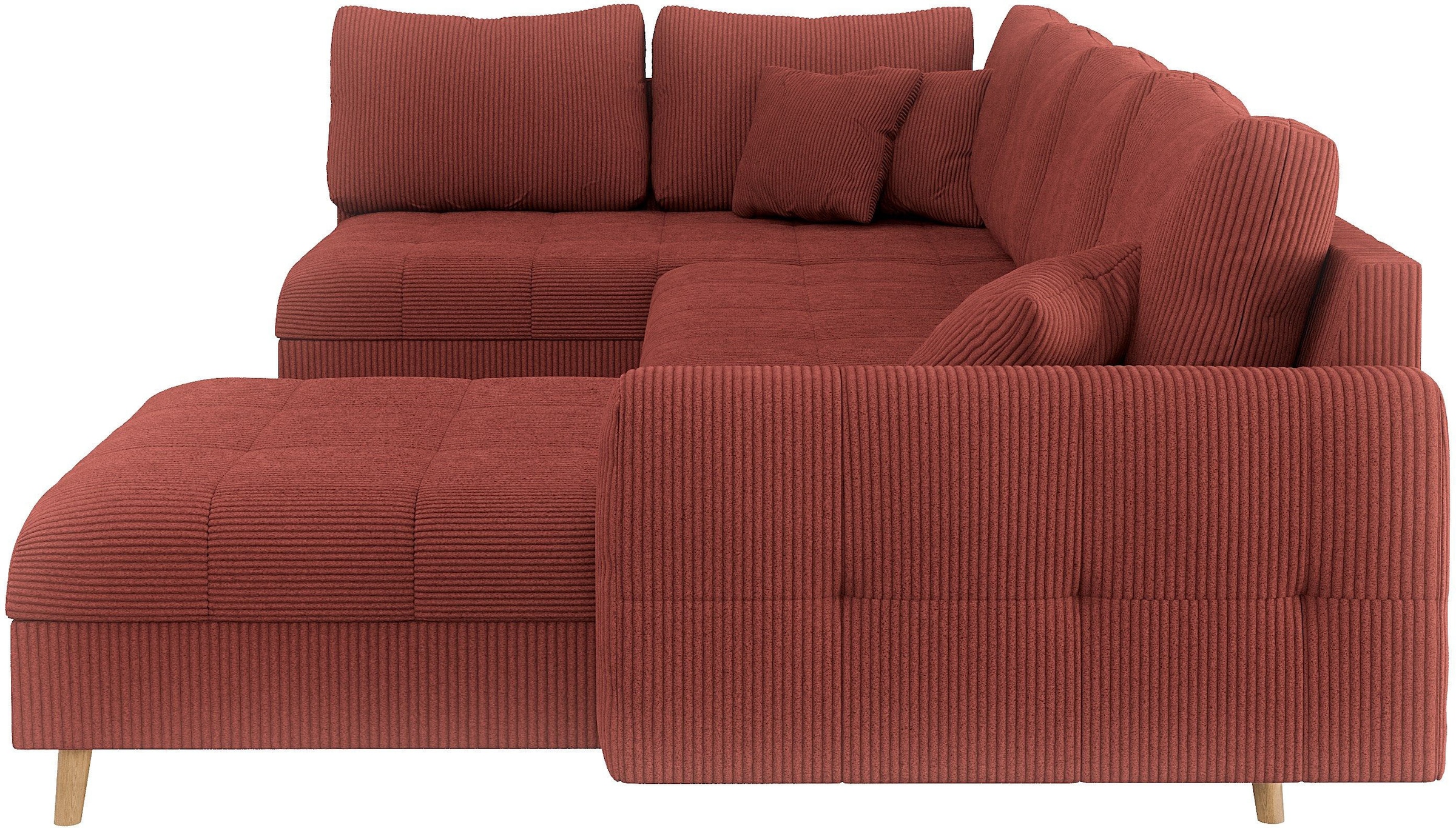 Home affaire Wohnlandschaft »CHARRE U-Form mit Ottomane, Masse B/T/H: 310/161/81 cm«, feine Steppung, lose Rücken- und Zierkissen, auch in Cord und Bouclé