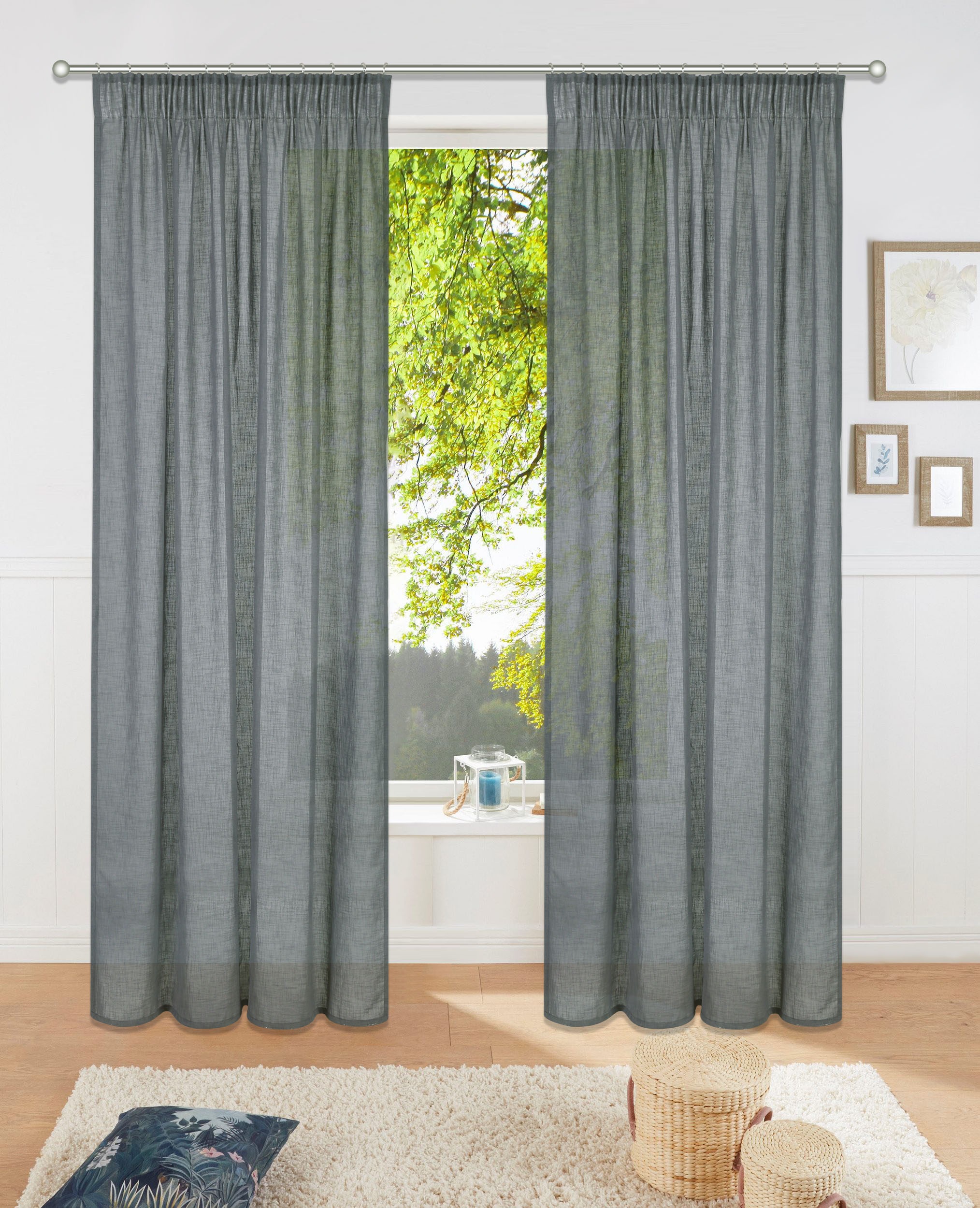 Image of elbgestoeber Gardine »Elbsegel 4«, (1 St.), transparent, Leinen Optik, basic, monochrom, bis 295 cm Länge bei Ackermann Versand Schweiz