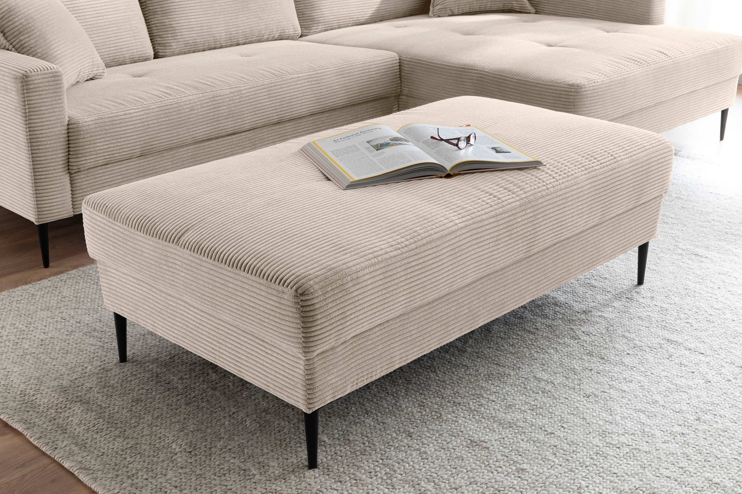 Trends by HG Sitzhocker »SUMMER« in Cord-Stoff mit Metallfuss