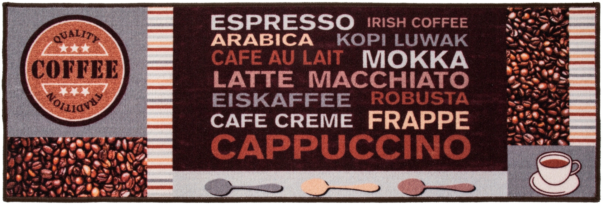 Image of Andiamo Küchenläufer "Cafe Creme" rechteckig 4 mm Höhe Motiv Kaffee, mit Schriftzug, Grösse 50x150 cm, Küche