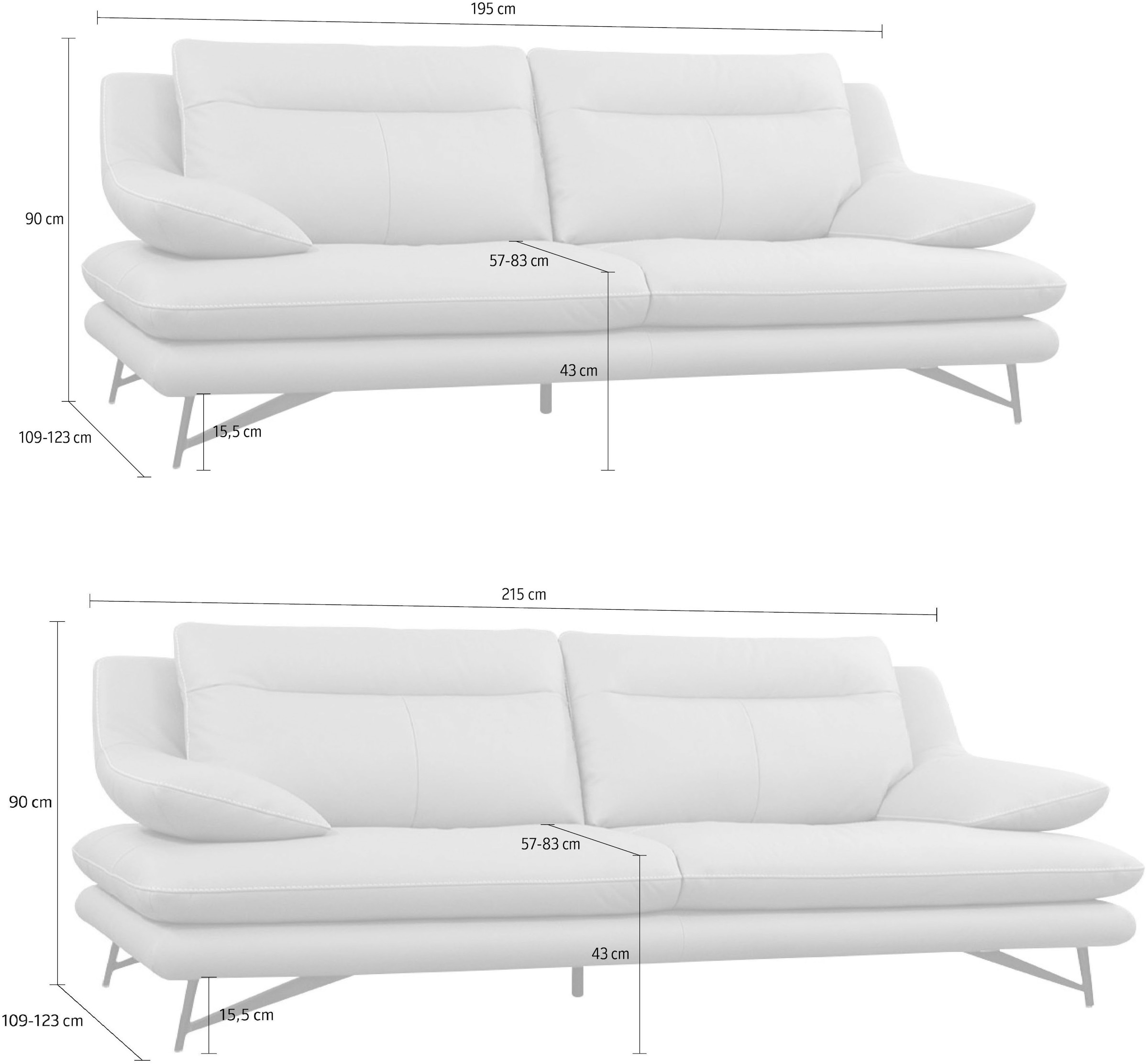 CALIA ITALIA Polstergarnitur »Cezanne, italienisches Design trifft erstklassigen Sitzkomfort, Leder« Set,  Edles Designsofa in besonders langlebigen & pflegeleichten Lederarten