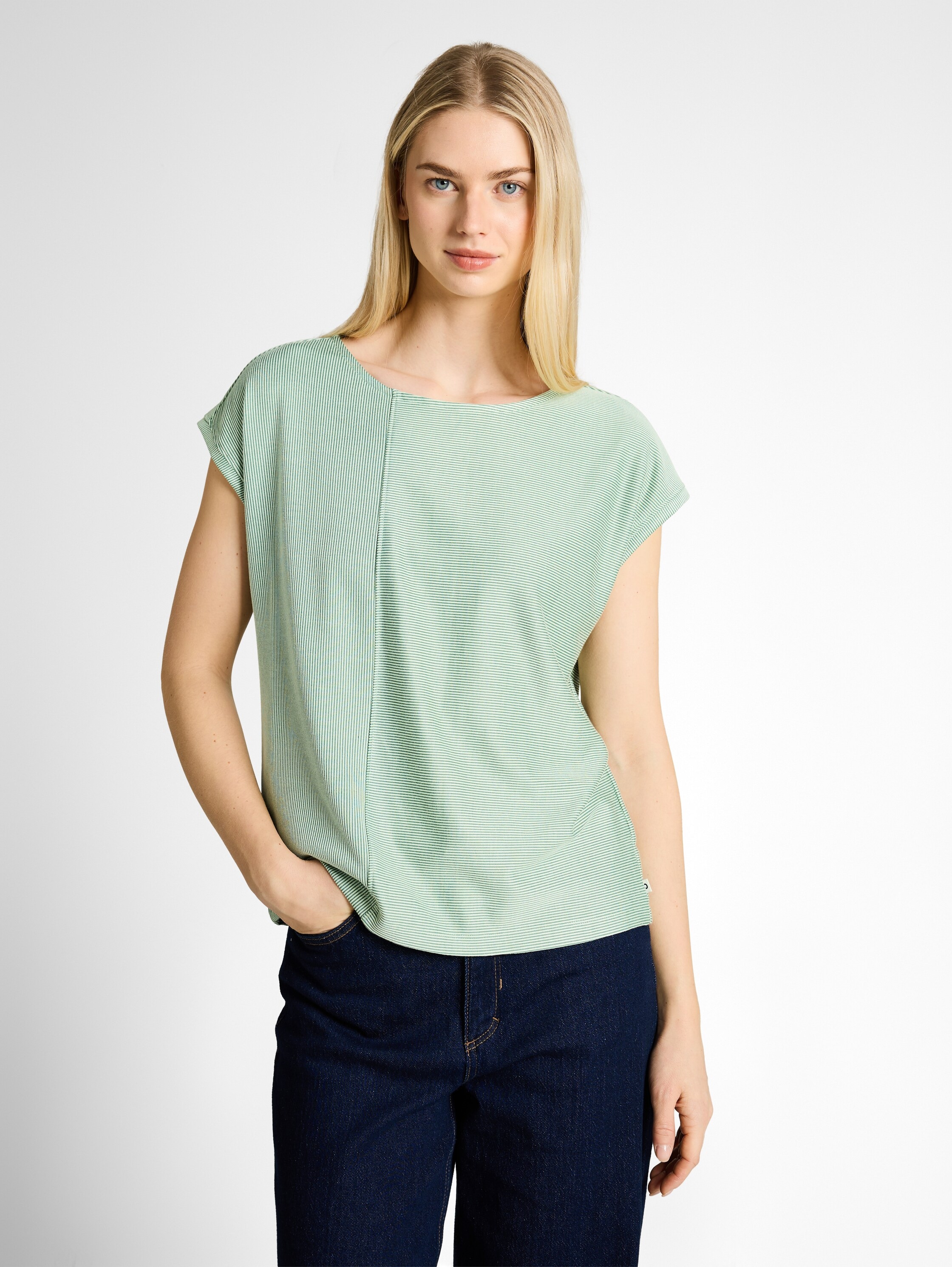 Image of TOM TAILOR Denim Rundhalsshirt Ärmellos im Streifen-Look