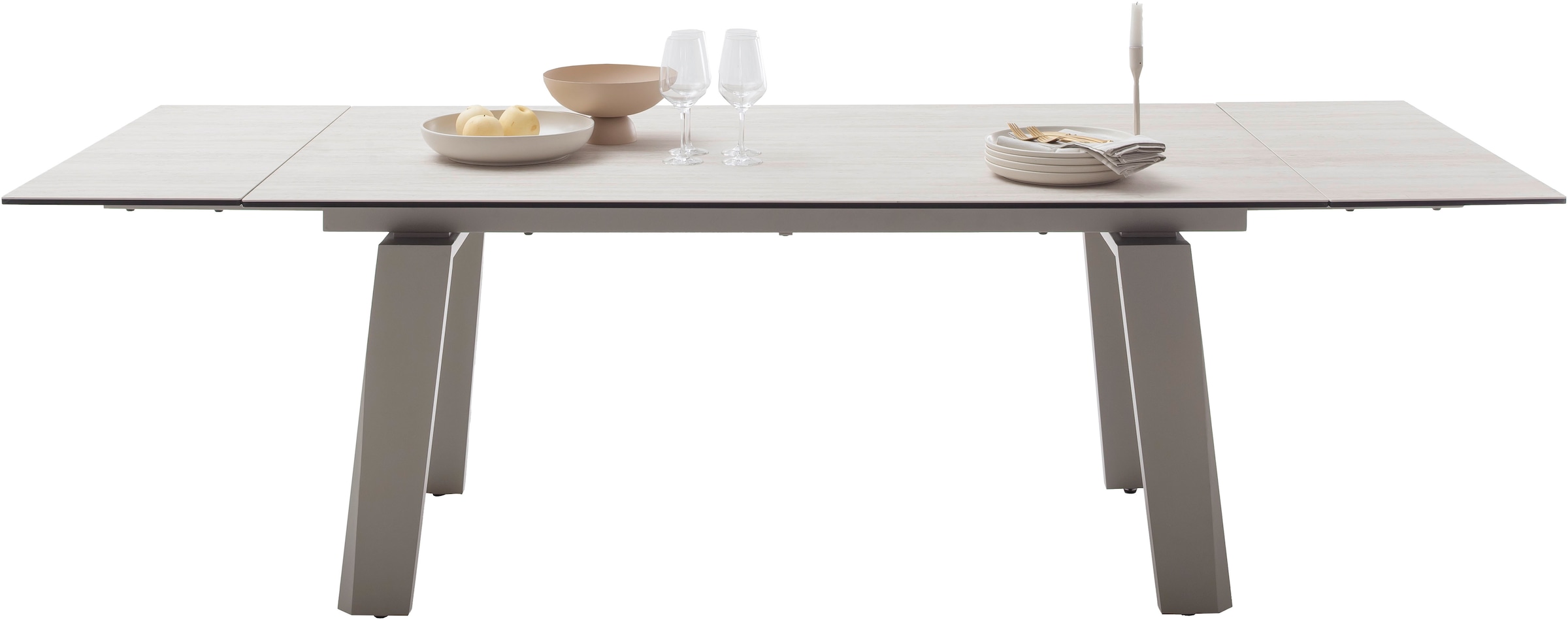 MCA furniture Table de salle à manger »Kalamata« 1 cuis tlg. Auszugstisch, Stirnauszug, Metallgestell, Keramik, Sicherheitsglas