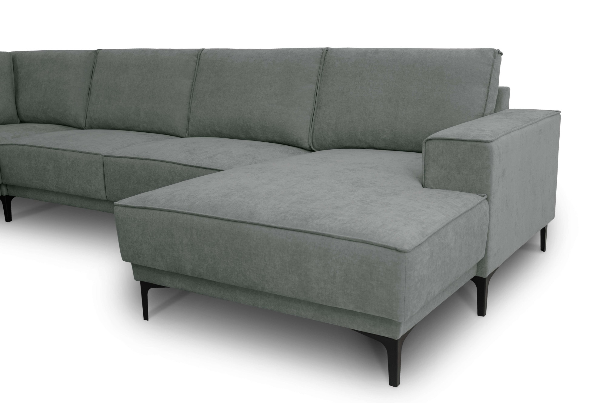 Places of Style Wohnlandschaft »XXL Sofa Oland, Struktur, Flachgewebe, Luxus-Microfaser, Boucle«, U-Form, 342 cm, Wellenunterfederung, Skandi-Design, Metallfüsse