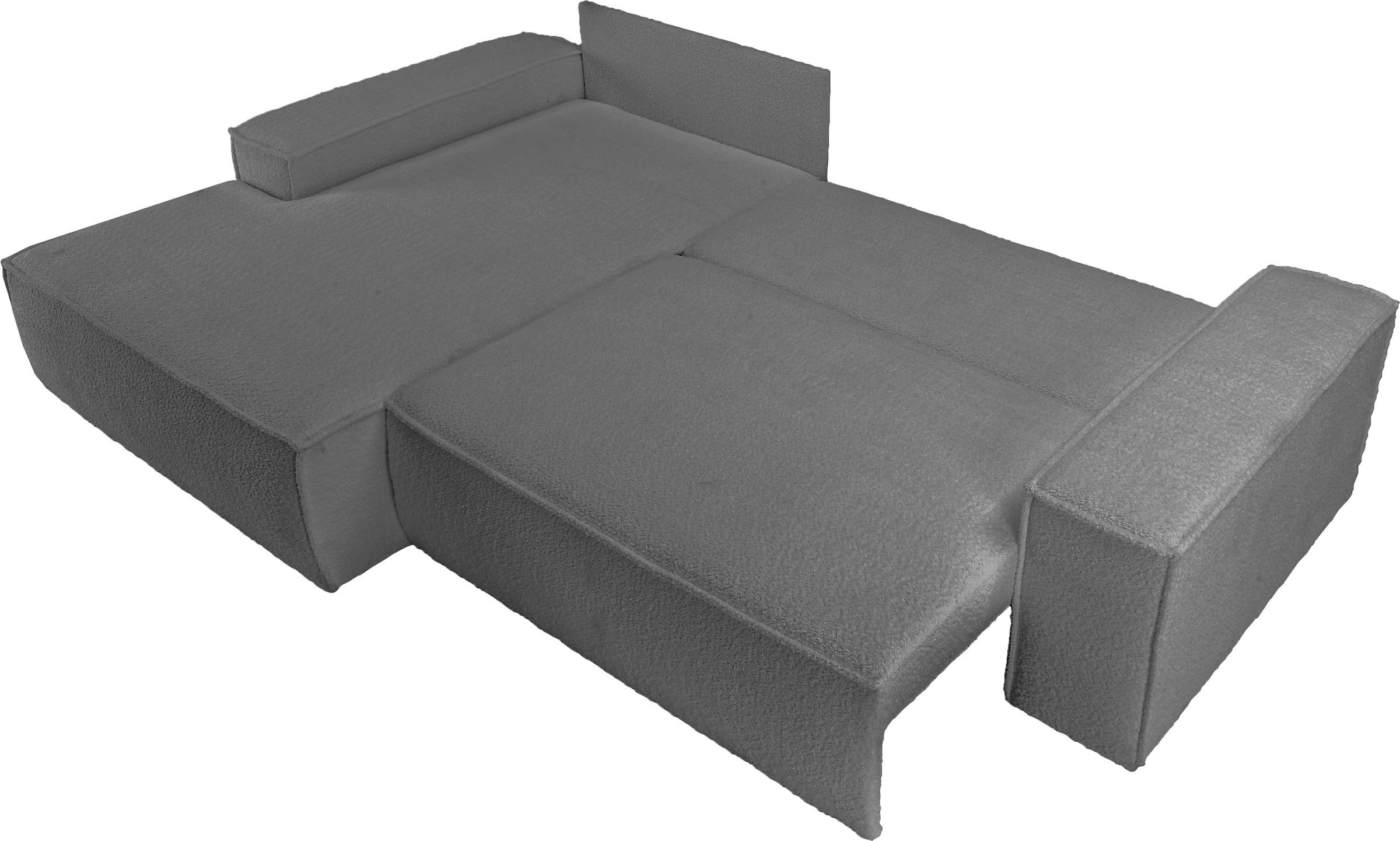 andas Ecksofa »Finnley Schlafsofa 267 cm in Bouclé, Struktur fein u. Cord, L-Form,«, Schlaffunktion m. Bettkasten (136/210 cm), Bouclé, Struktur und Cord