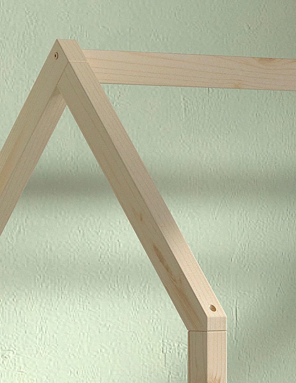 Vipack »Cabane, mit Dachaufbau und Sprossenumrandung in Landhaus-Optik« (B/H/T ca. 208x169x98 cm) aus massiver Eiche, Oberfläche Natur,  sehr stabil und standfest gebaut inkl. Massivholz Rolllattenrost