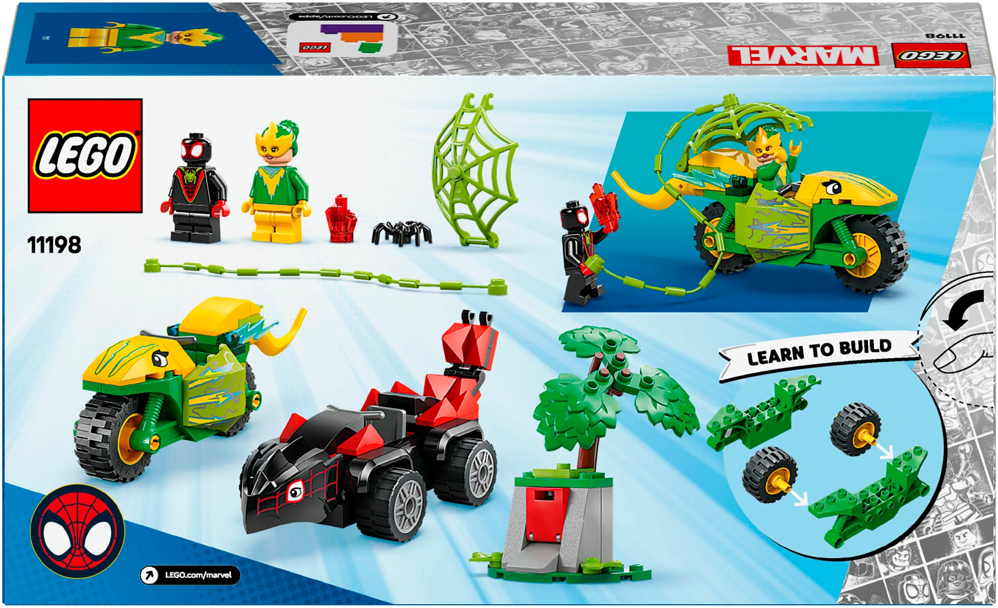 LEGO® Konstruktionsspielsteine »Actionspass mit Spin und Electro in ihren Dino-Flitzern (11198)« LEGO Spidey; Made in Europe