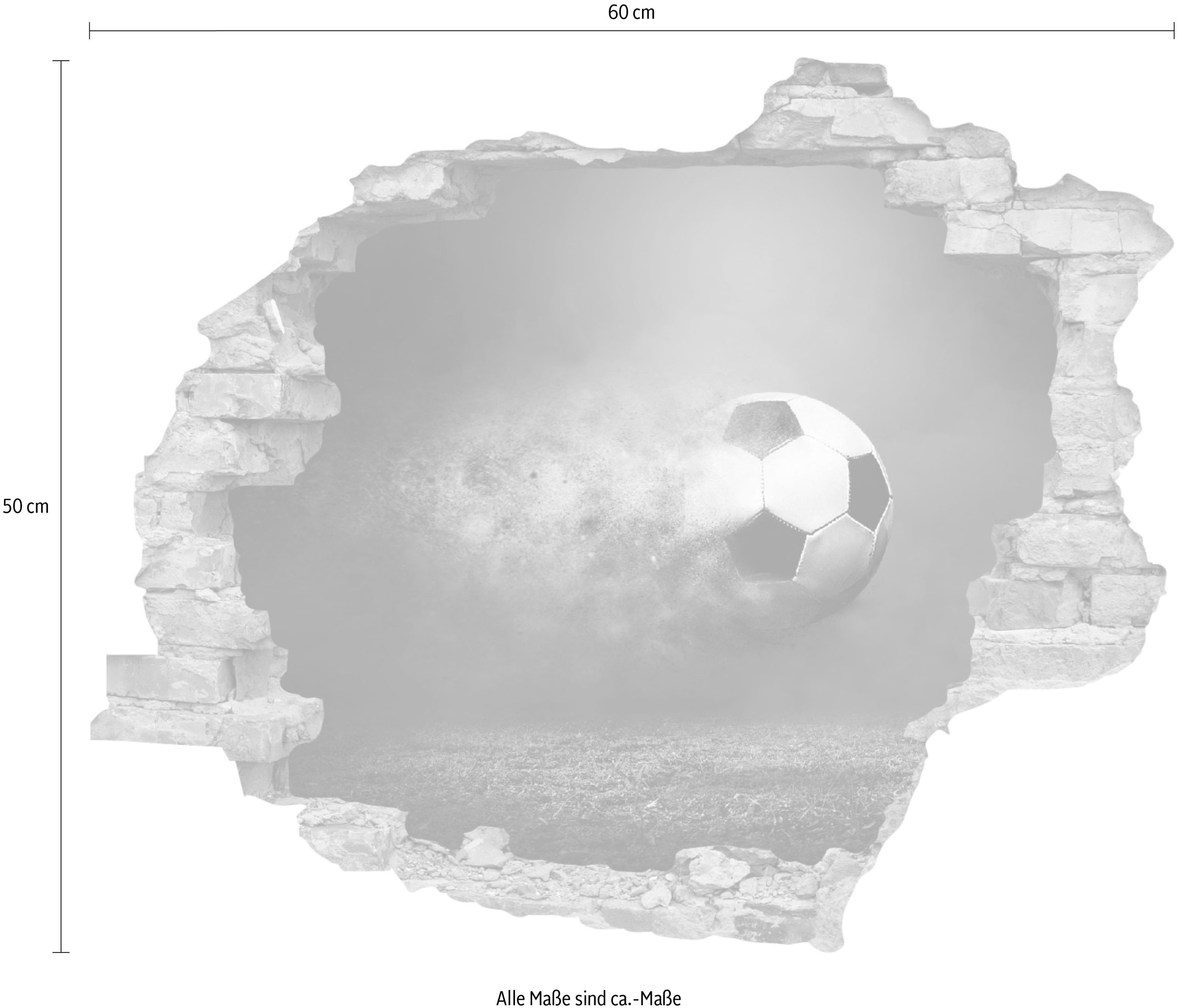 queence Wandtattoo »Fussball«, (1 St.), Wandsticker, Wandbild, selbstklebend, 3D, Wanddurchbruch