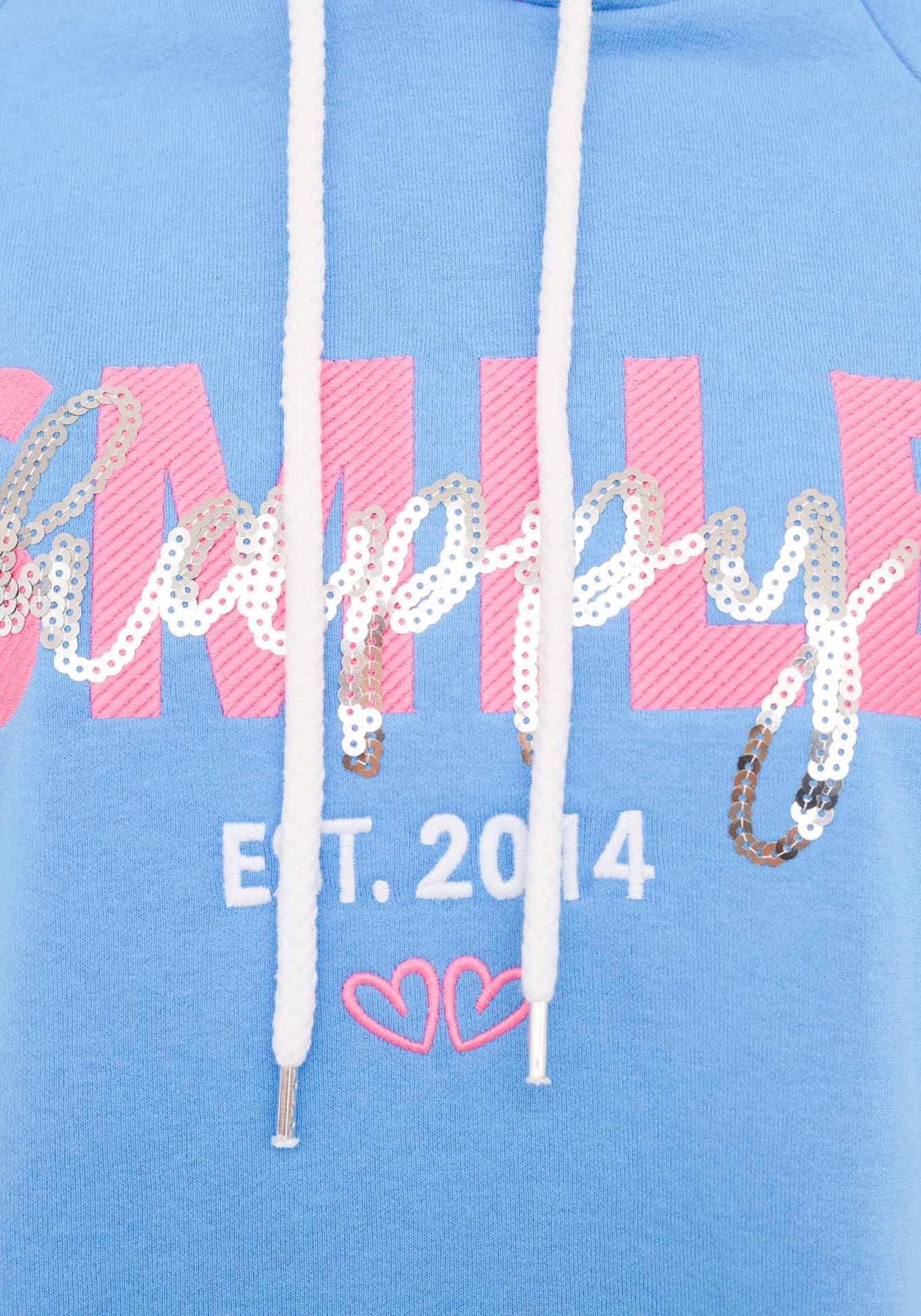 Zwillingsherz Hoodie »"Smile Happy"«, "Smile Happy" mit Pailletten und Kontrastnaht in Neonfarben