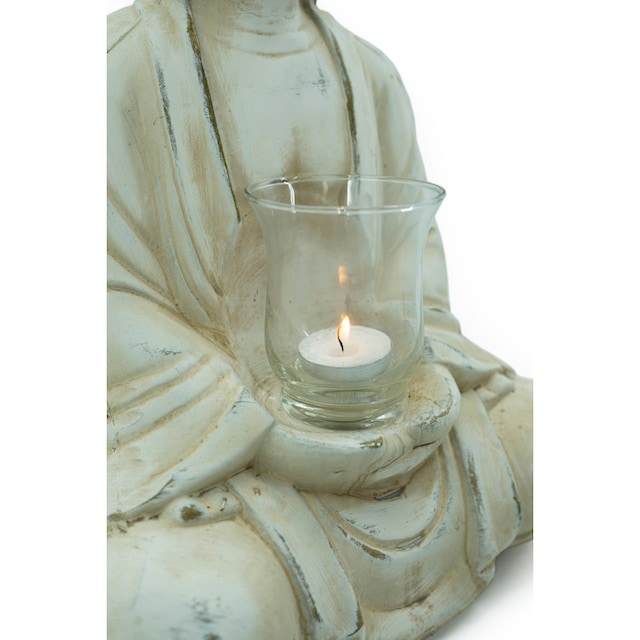 NOOR LIVING Teelichthalter »Buddha«, (1 St.), mit Teelichtglas, Höhe 40 cm  bequem kaufen
