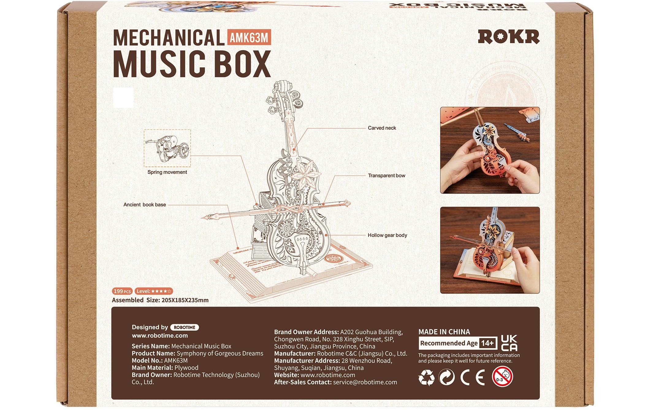 Image of Modellbausatz "ROKR Magic cello 3D-Holzpuzzle Spieluhr Musikmodell" 199 Stk. tlg.
