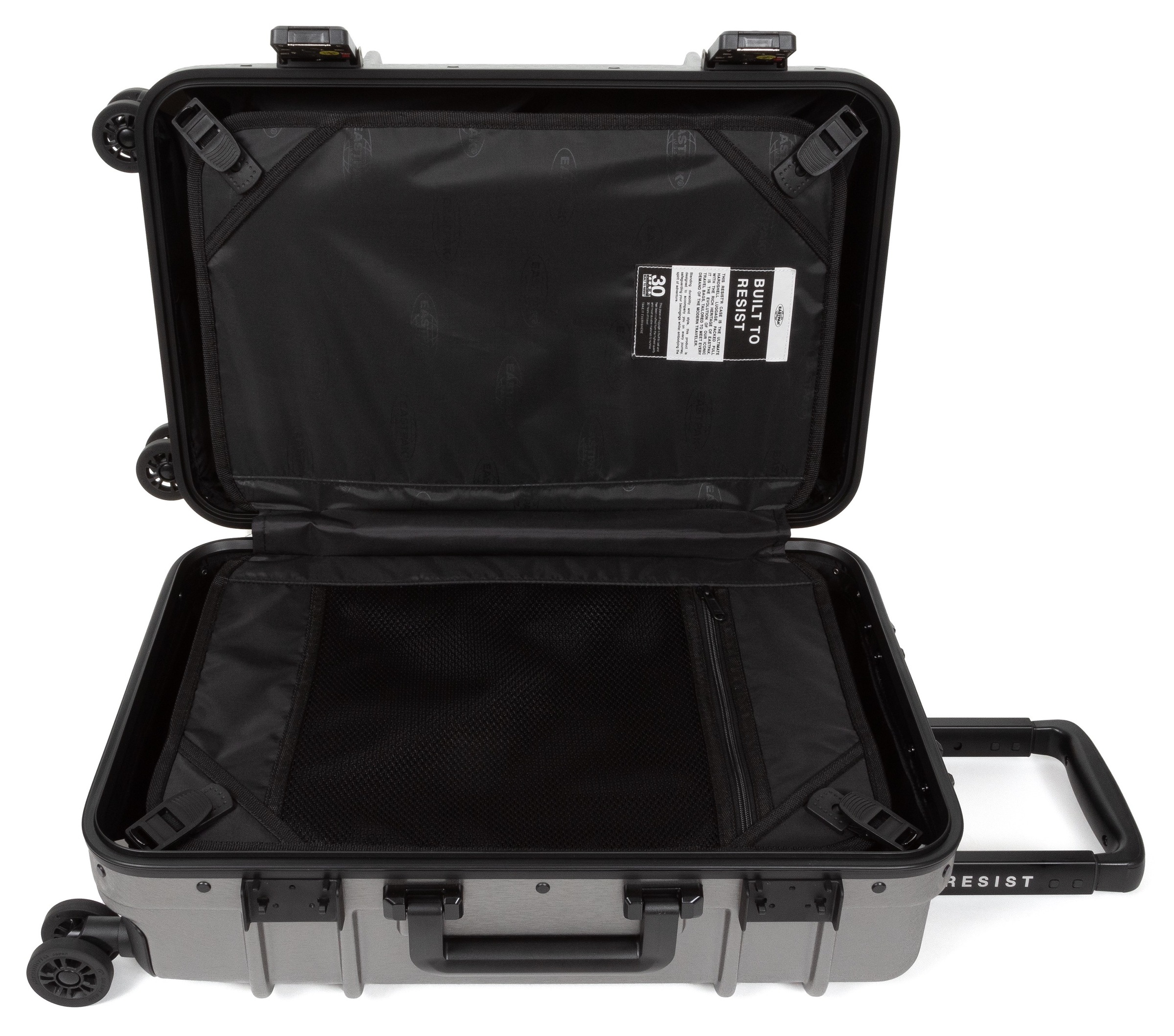 Eastpak Hartschalen-Trolley »RESIST'R CASE S BRUSHED METAL mit 30 Jahren Garantie«, 4 Rollen, Reisegepäck Handgepäck-Koffer TSA-Zahlenschloss