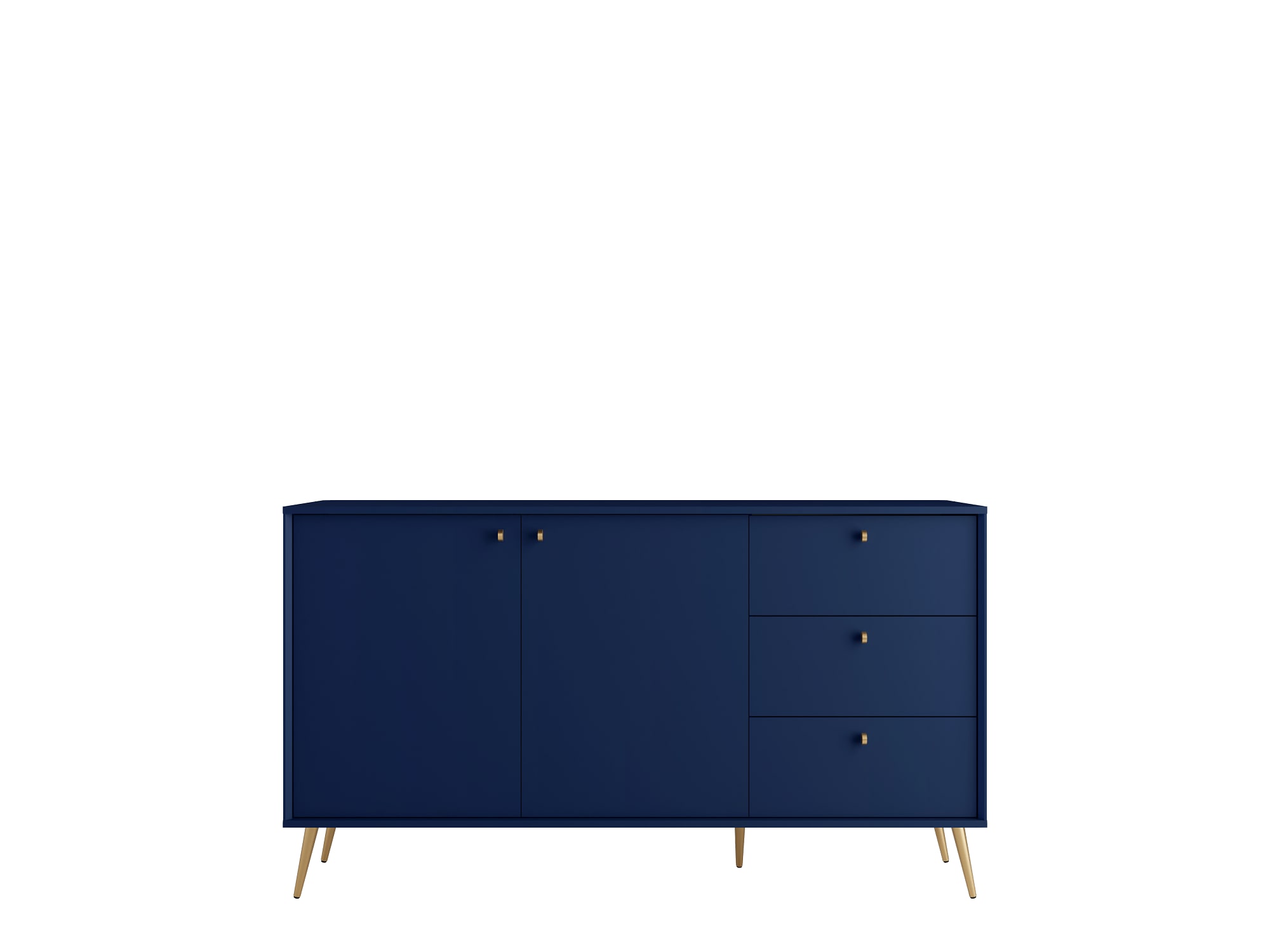 Home affaire Kommode »ROMILDA Sideboard mit 3 Schubladen und 2 Türen, B/T/H: 156/40,5/89 cm« Kommode mit goldenen Griffen auf goldenen Füssen, viel Stauraum