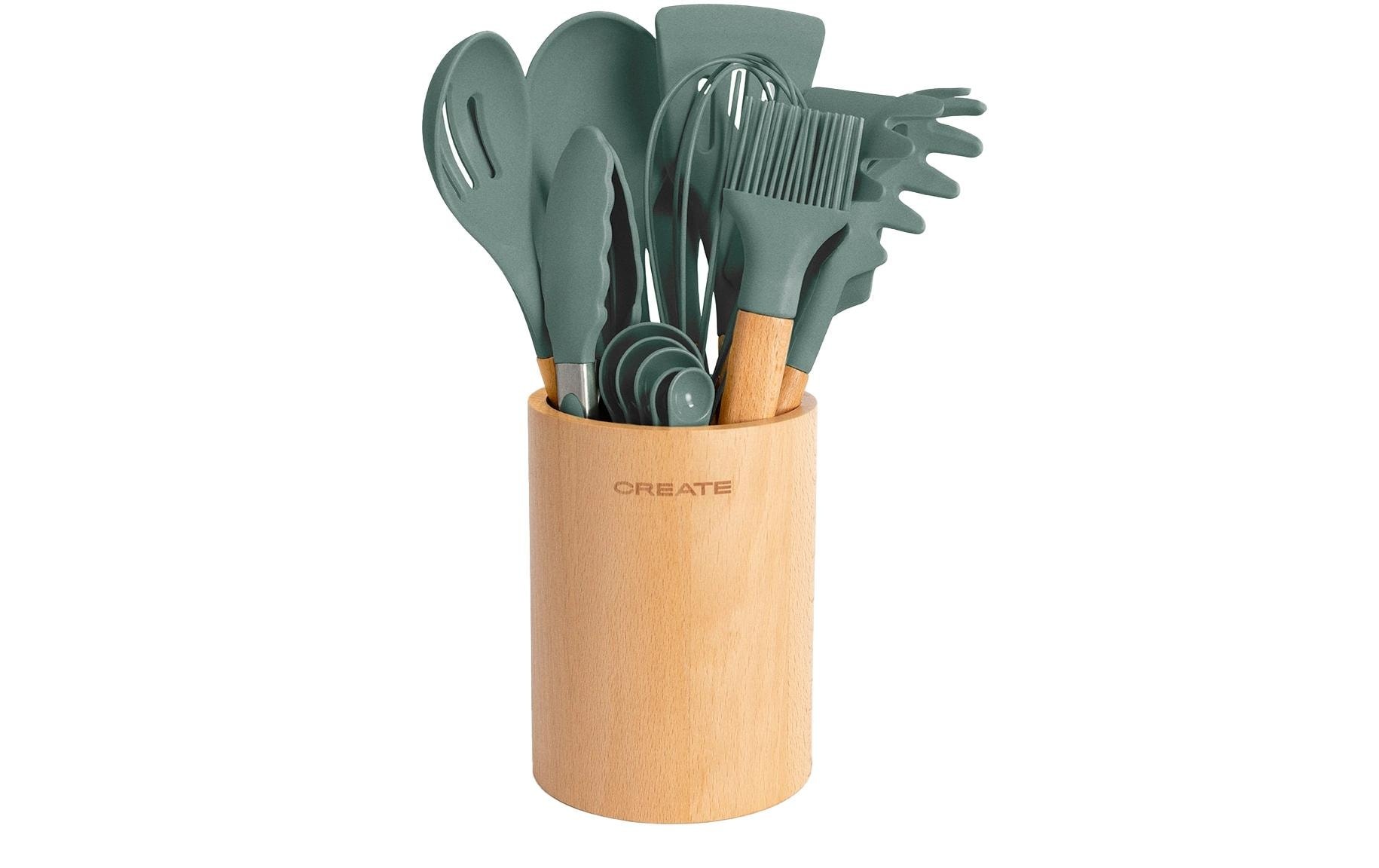 Image of Kochbesteck-Set "Create Küchenutensilien Set" Küchenutensilien aus Silikon und Holz