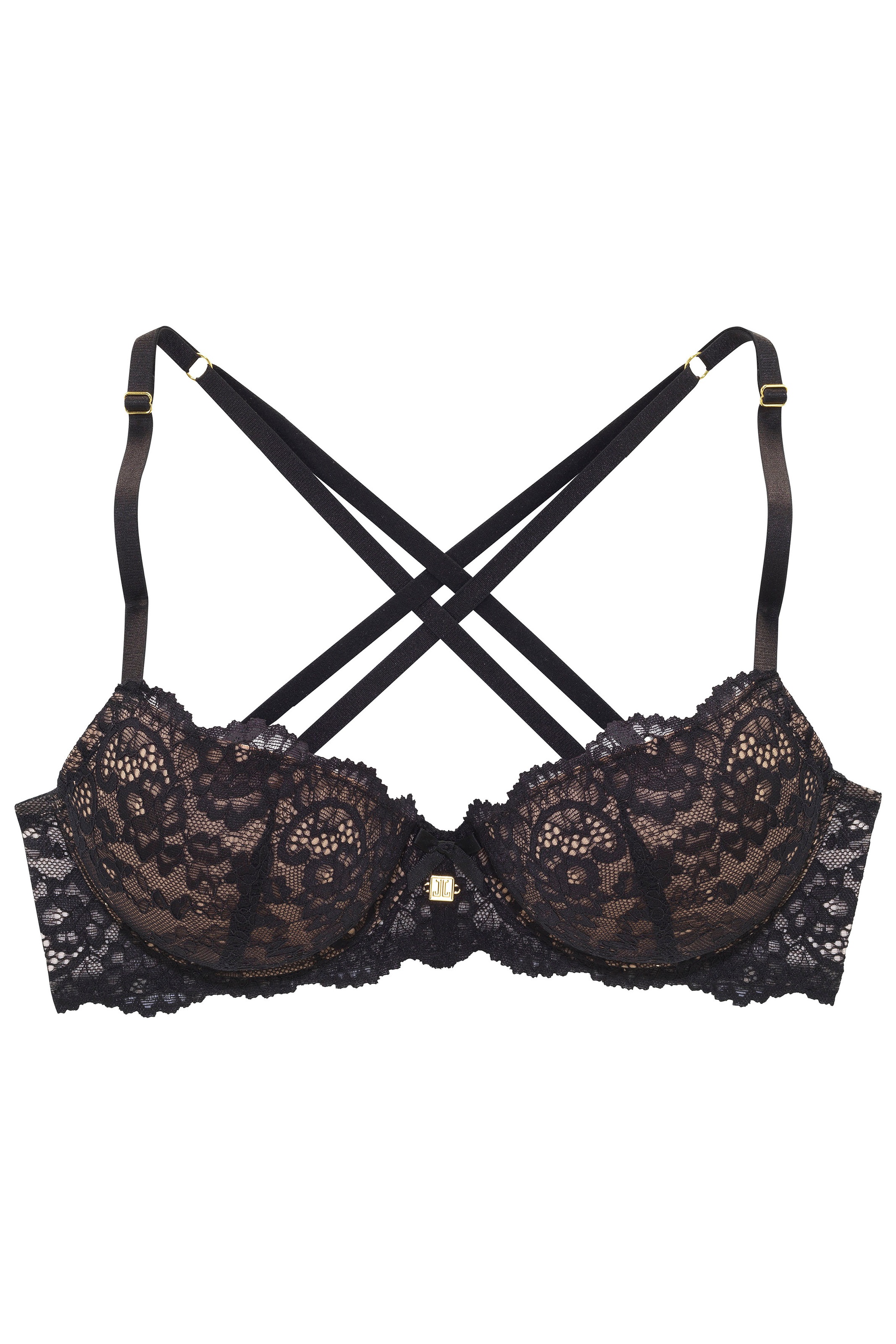 JETTE Push-up-BH mit raffinierten Trägern in Bänder-Optik, sexy Dessous