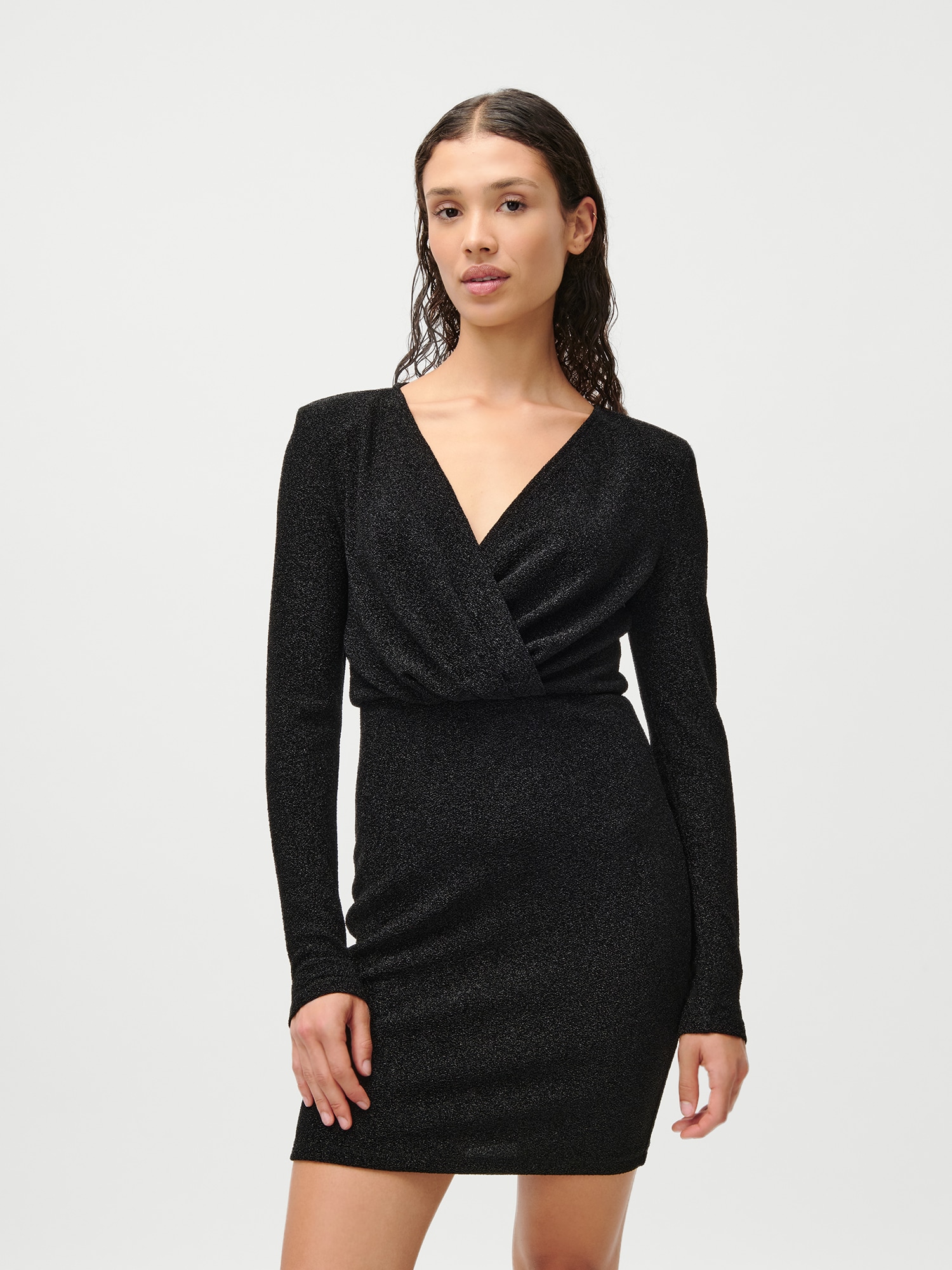 Image of LeGer Minikleid "Marcelina, LeGer by Lena Gercke" Ohne Taschen mit Glitzergarn, Oberteil in Wickeloptik, figurbetonte Passform